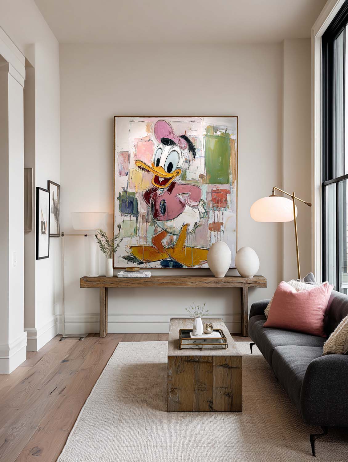 Donald Duck Abstract Painting On Canvas Hand-Painted Donald Duck Oil Painting Large Donald Duck Wall Art