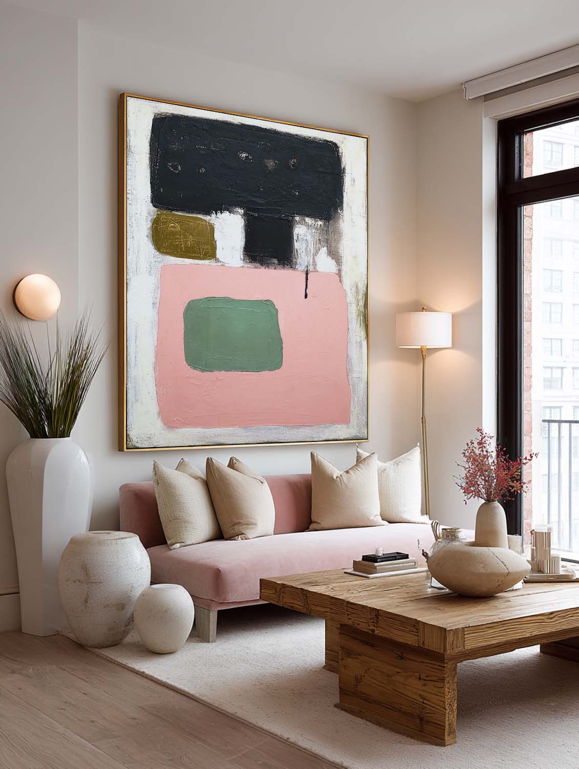 Large Multicolor Abstract Minimalist Painting Modern Multicolor Minimalist Wall Art Contemporary Multicolor Minimalist Artwork