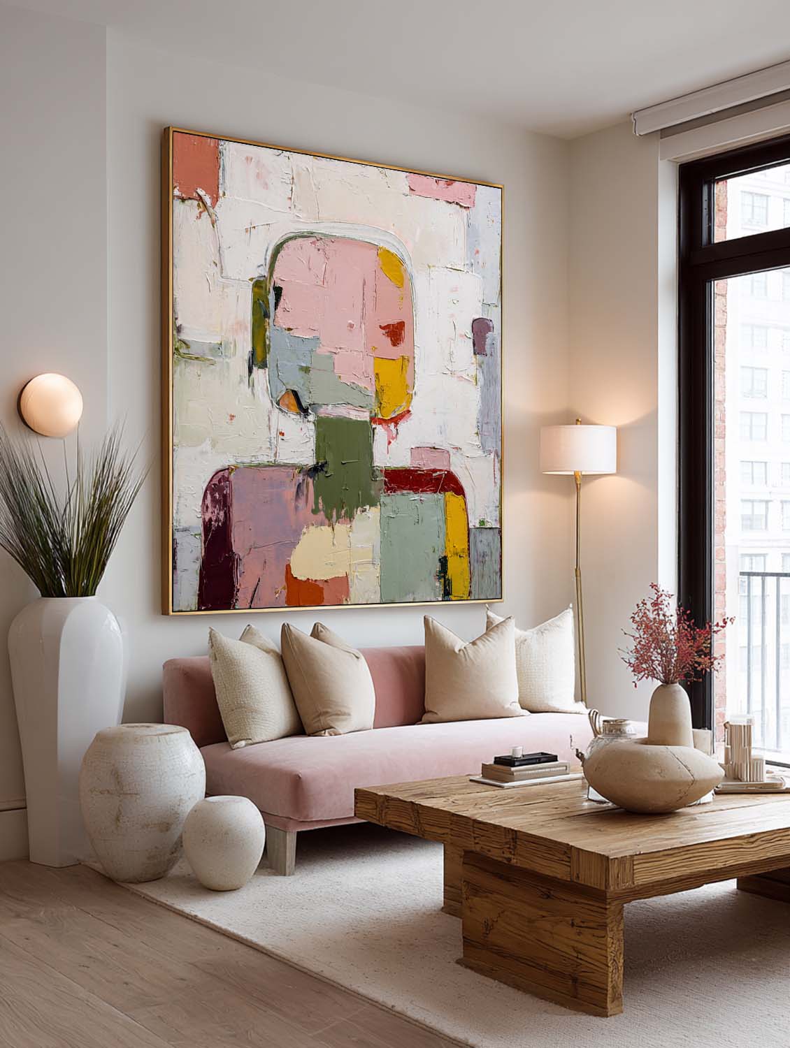 Original Brown and White Oil Painting Contemporary Abstract Oil Painting Large Blue Abstract Canvas Art