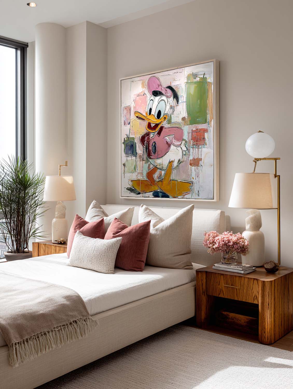 Donald Duck Abstract Painting On Canvas Hand-Painted Donald Duck Oil Painting Large Donald Duck Wall Art