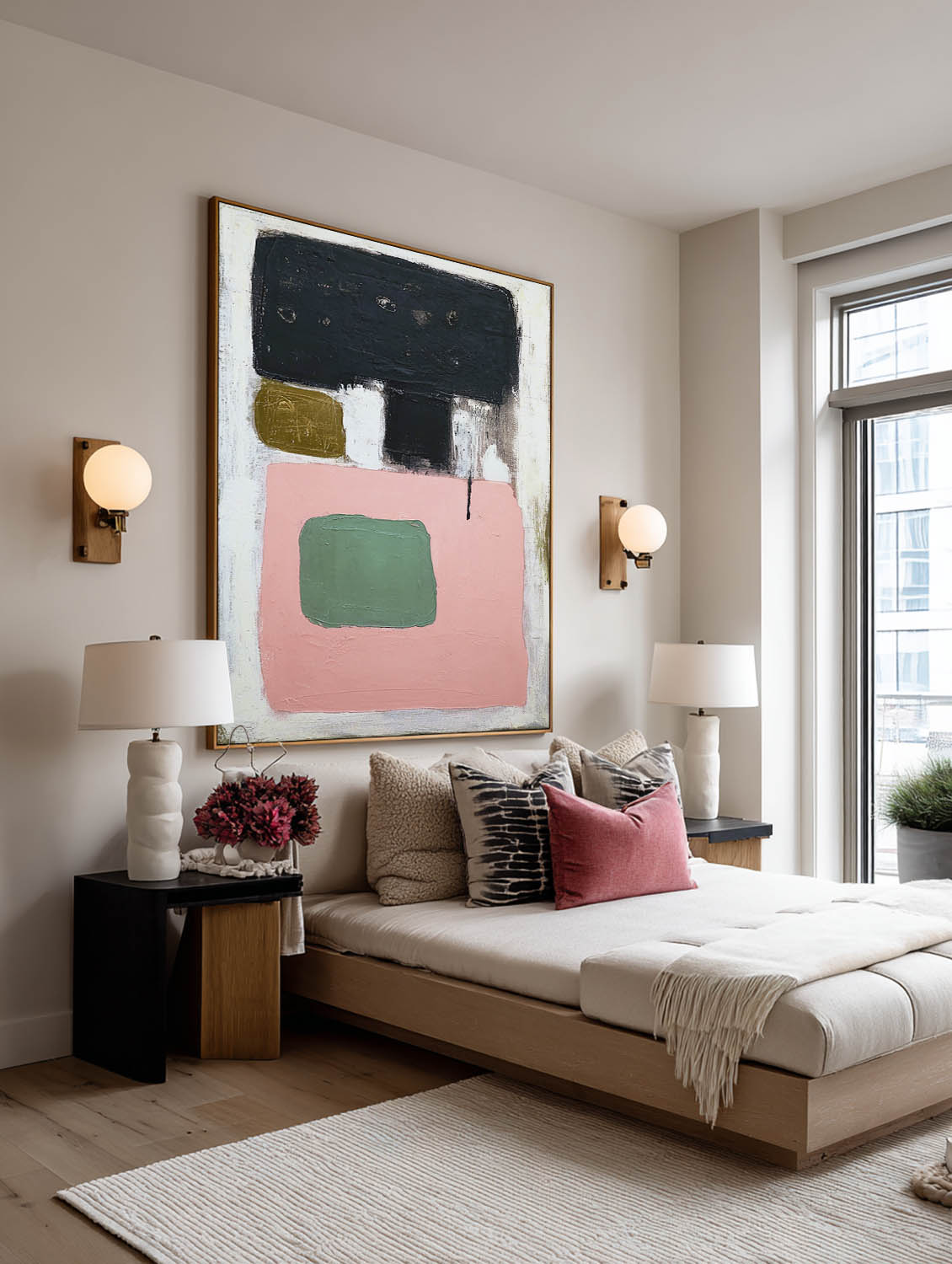 Large Multicolor Abstract Minimalist Painting Modern Multicolor Minimalist Wall Art Contemporary Multicolor Minimalist Artwork