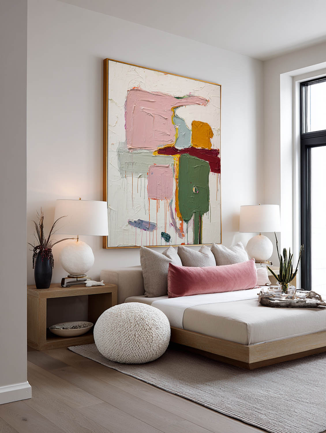 Vertical Multicolor Abstract Oil Painting Multicolor Textured Wall Art Handmade Abstract Canvas Artwork