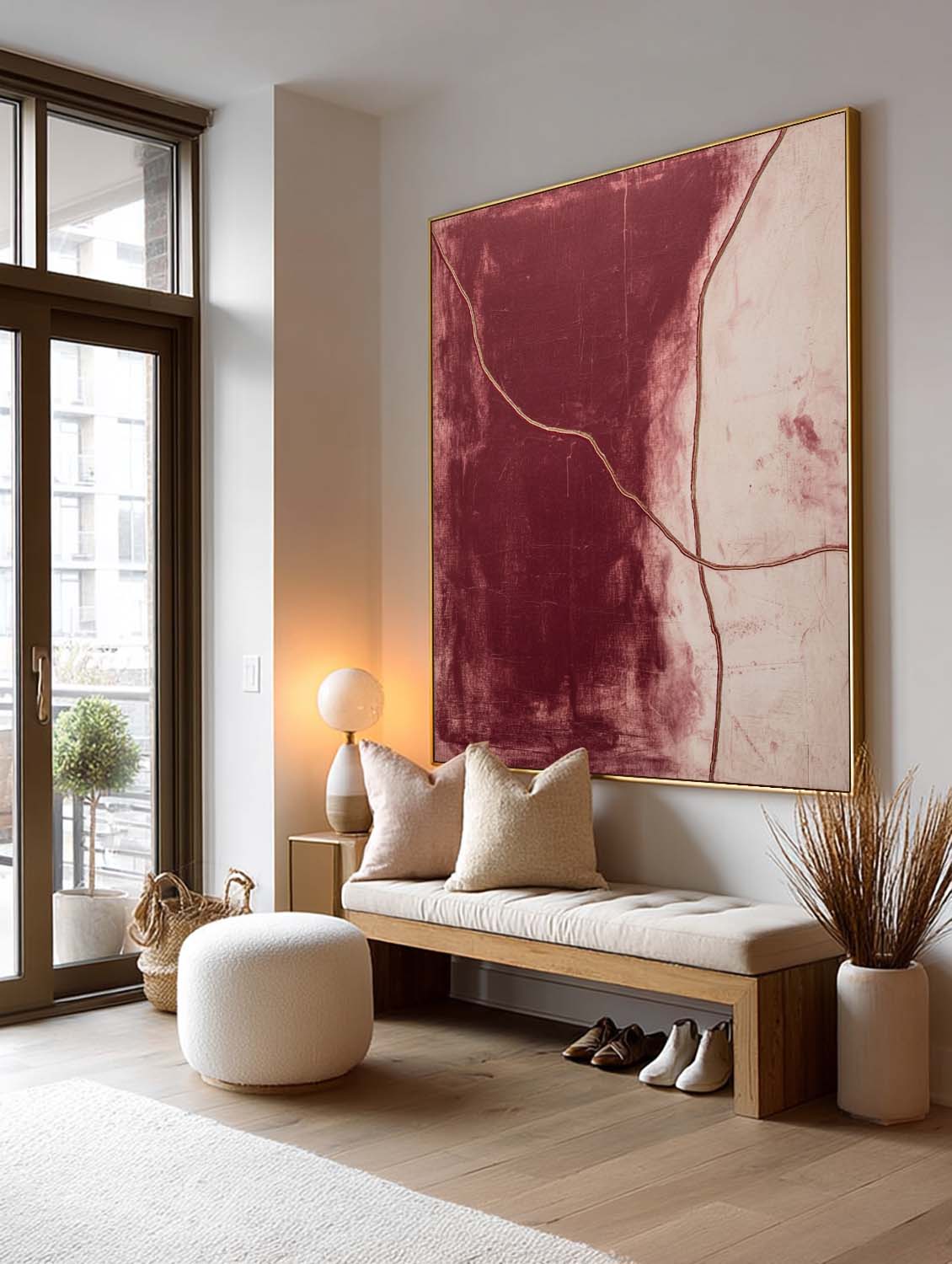 Large Red Abstract Painting original Red Abstract Wall Art Burgundy Abstract Painting for Wall Decor