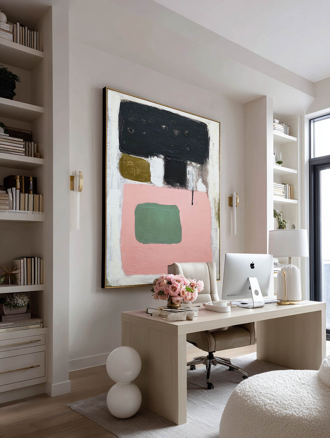 Large Multicolor Abstract Minimalist Painting Modern Multicolor Minimalist Wall Art Contemporary Multicolor Minimalist Artwork