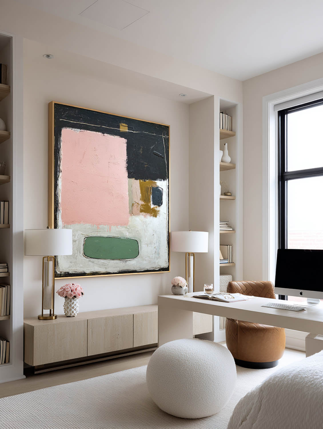 Large Black Pink And White Minimalist Abstract Painting Handmade Multicolor Abstract Wall Art Colorful Abstract Canvas Painting