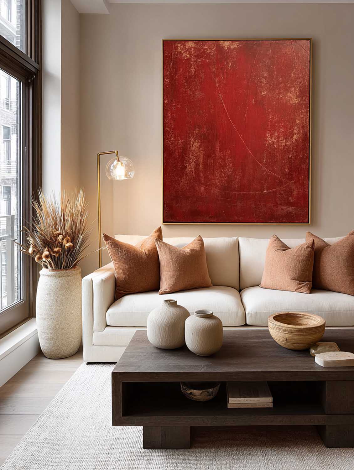 Handmade Red Textured Abstract Wall Art Original Red Abstract Canvas Art Modern Red Painting On Canvas