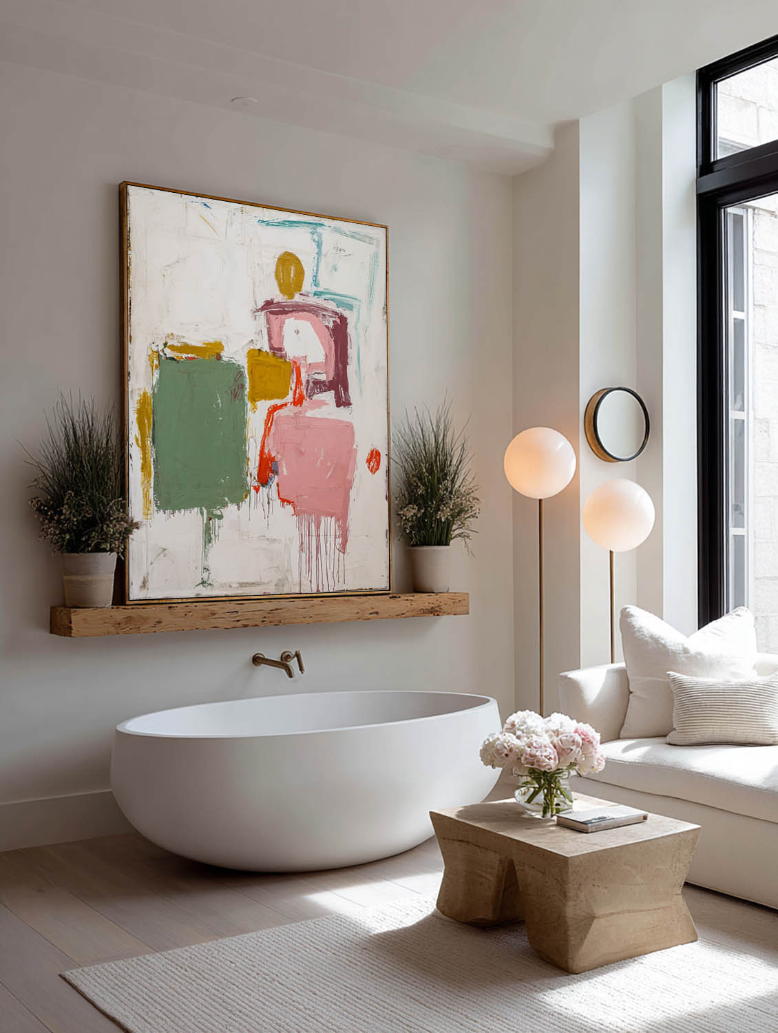 Modern Multicolor Minimalist Abstract Oil Painting Large Colorful Wall Art Original Textured Oil Artwork For Living Room Decor