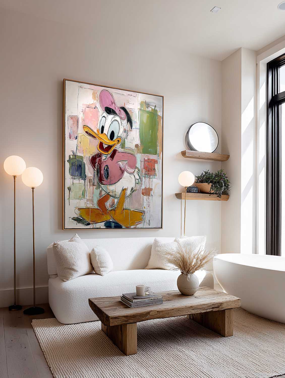 Donald Duck Abstract Painting On Canvas Hand-Painted Donald Duck Oil Painting Large Donald Duck Wall Art