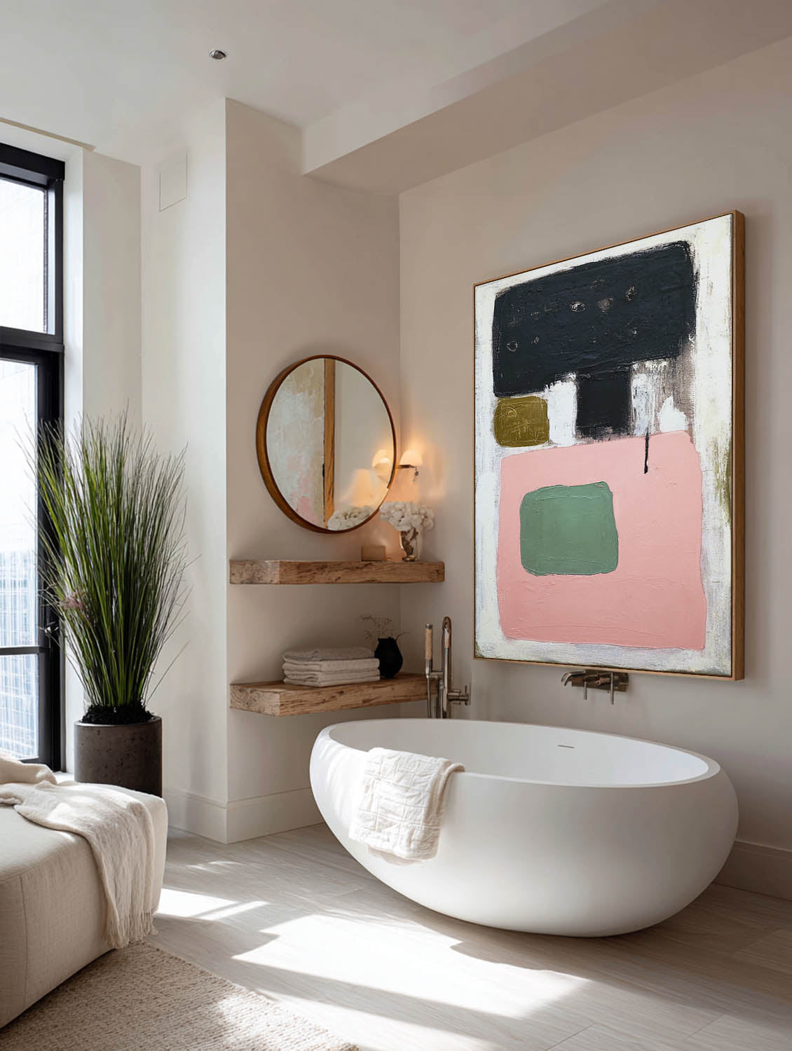 Large Multicolor Abstract Minimalist Painting Modern Multicolor Minimalist Wall Art Contemporary Multicolor Minimalist Artwork