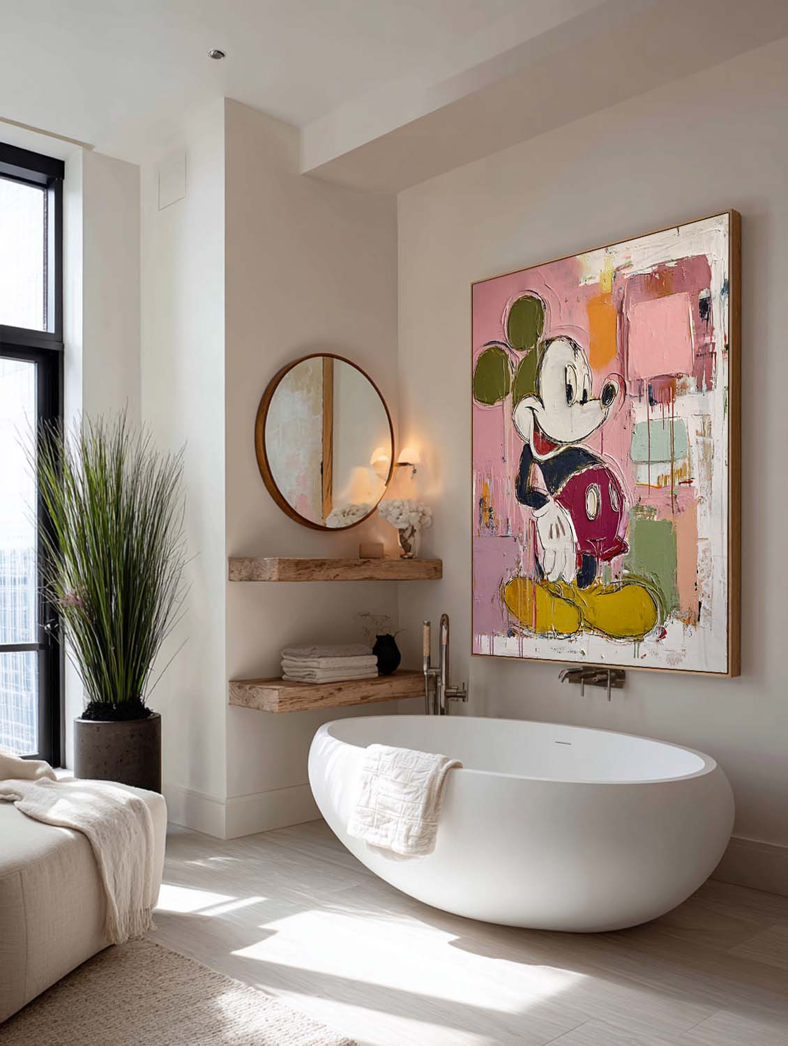 Original Mickey Abstract Painting Large Colorful Mickey Wall Art Original Textured Mickey Abstract Artwork