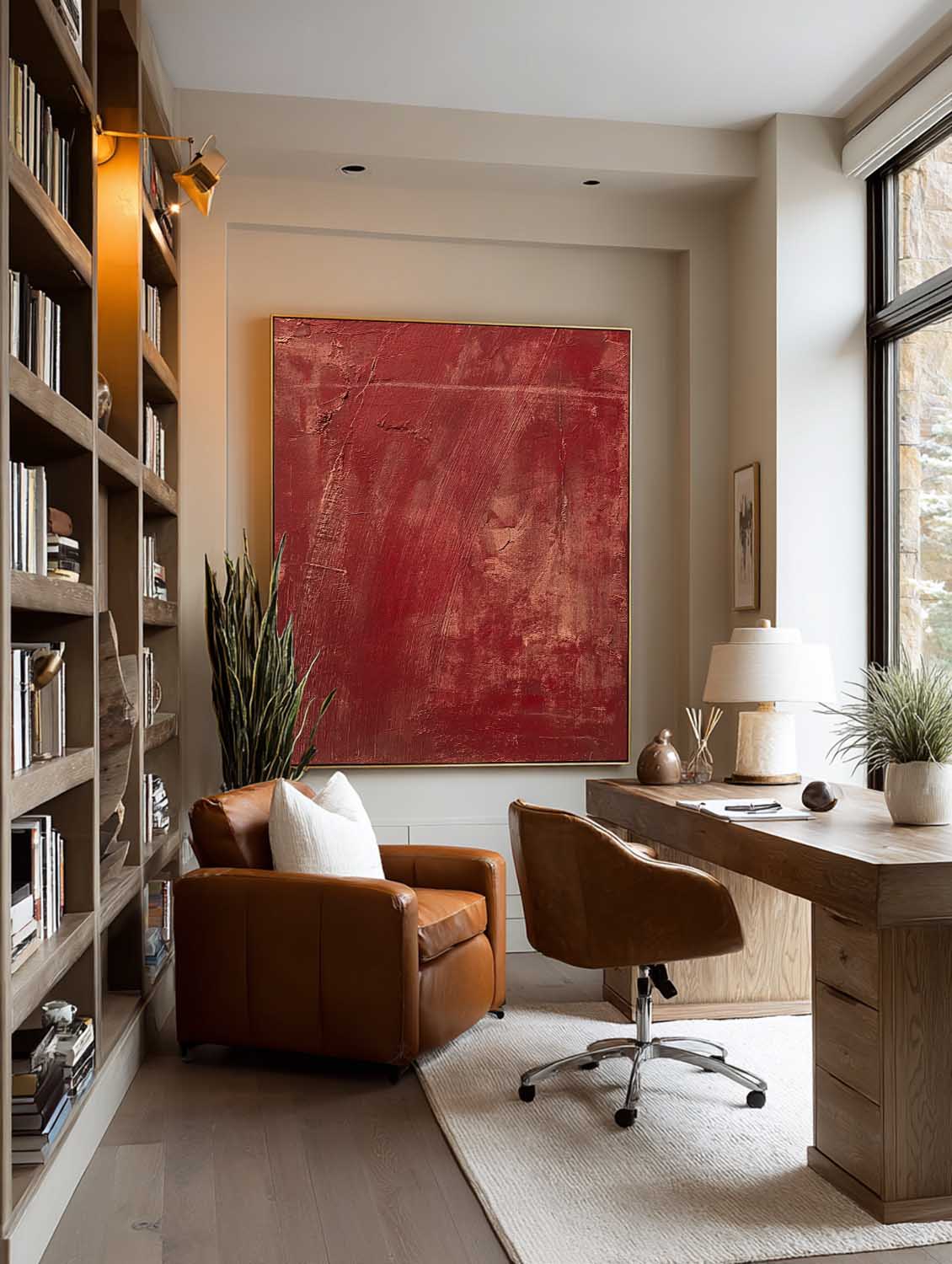 Dark Wine Red Abstract Art On Canvas Deep Red Contemporary Abstract Artwork Handmade Burgundy Abstract Wall Art