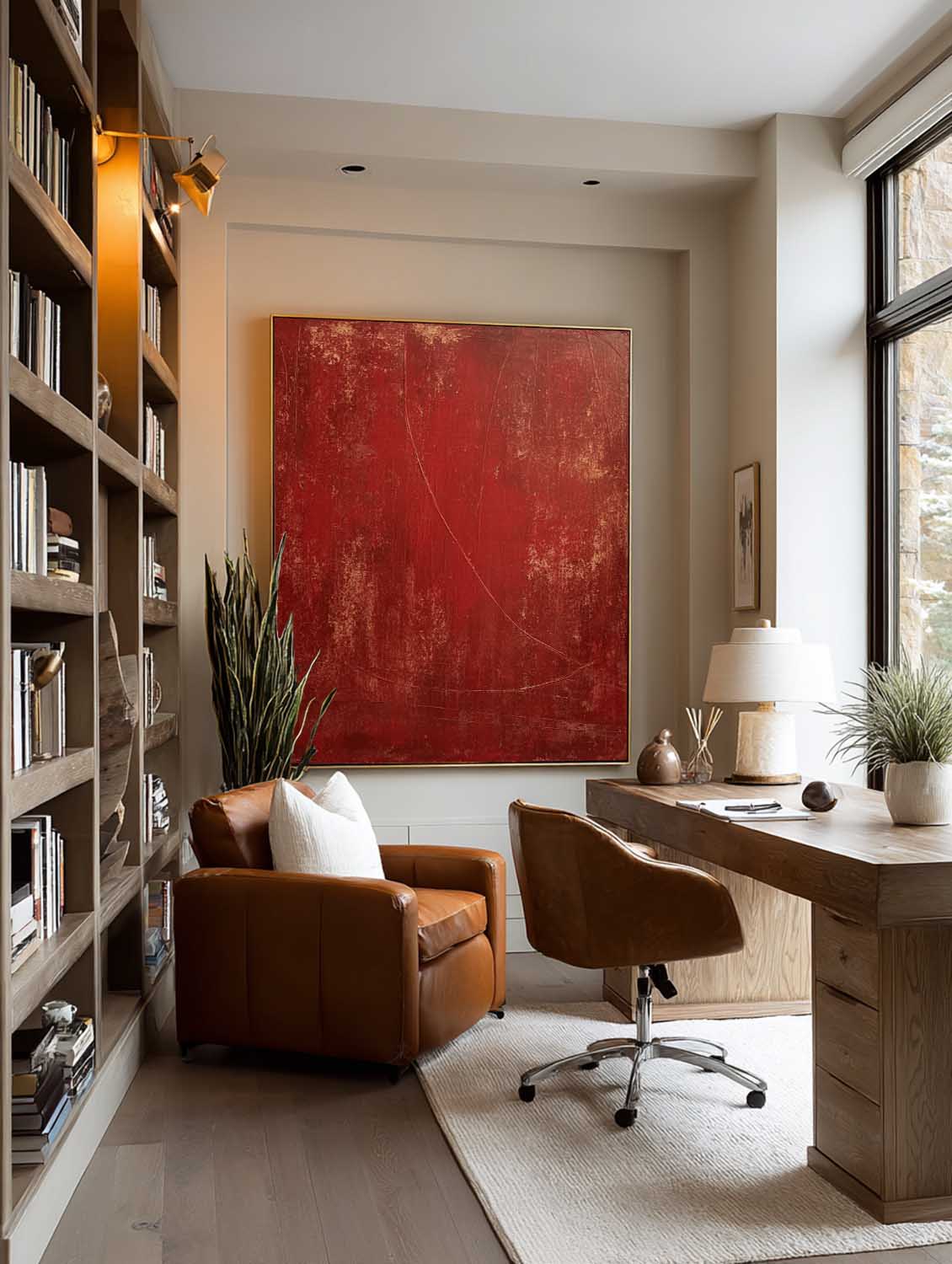 Handmade Red Textured Abstract Wall Art Original Red Abstract Canvas Art Modern Red Painting On Canvas