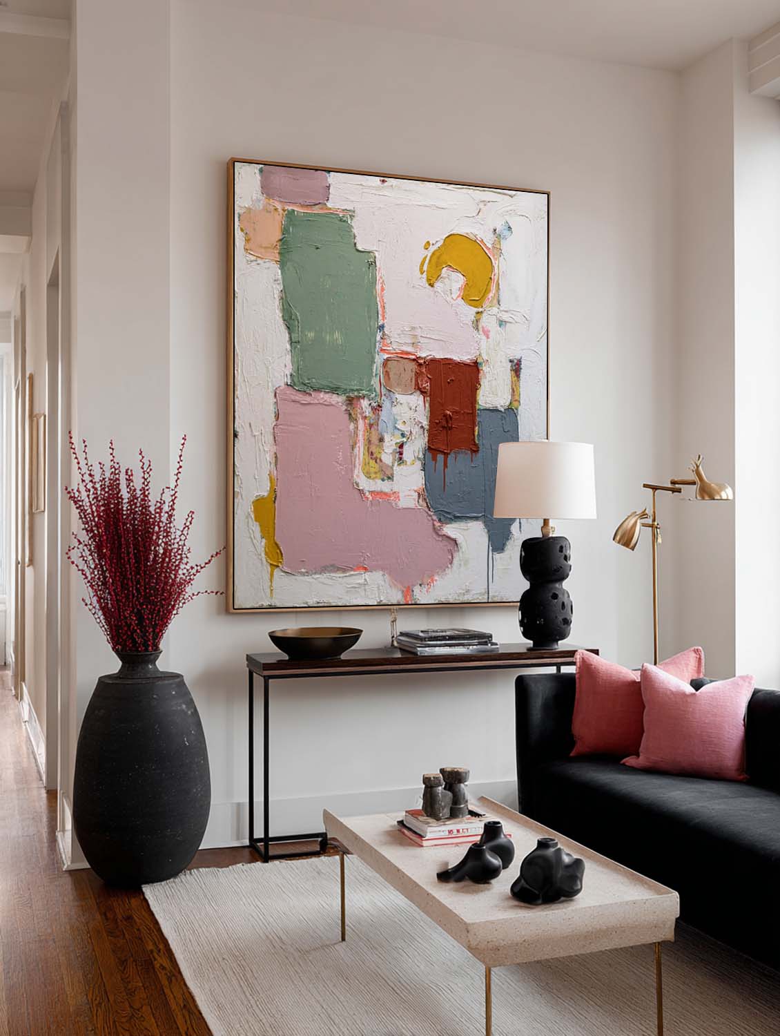 Minimalist Multicolor Abstract Oil Painting Hand-Painted Multicolor Canvas Artwork Handmade Abstract Wall Art