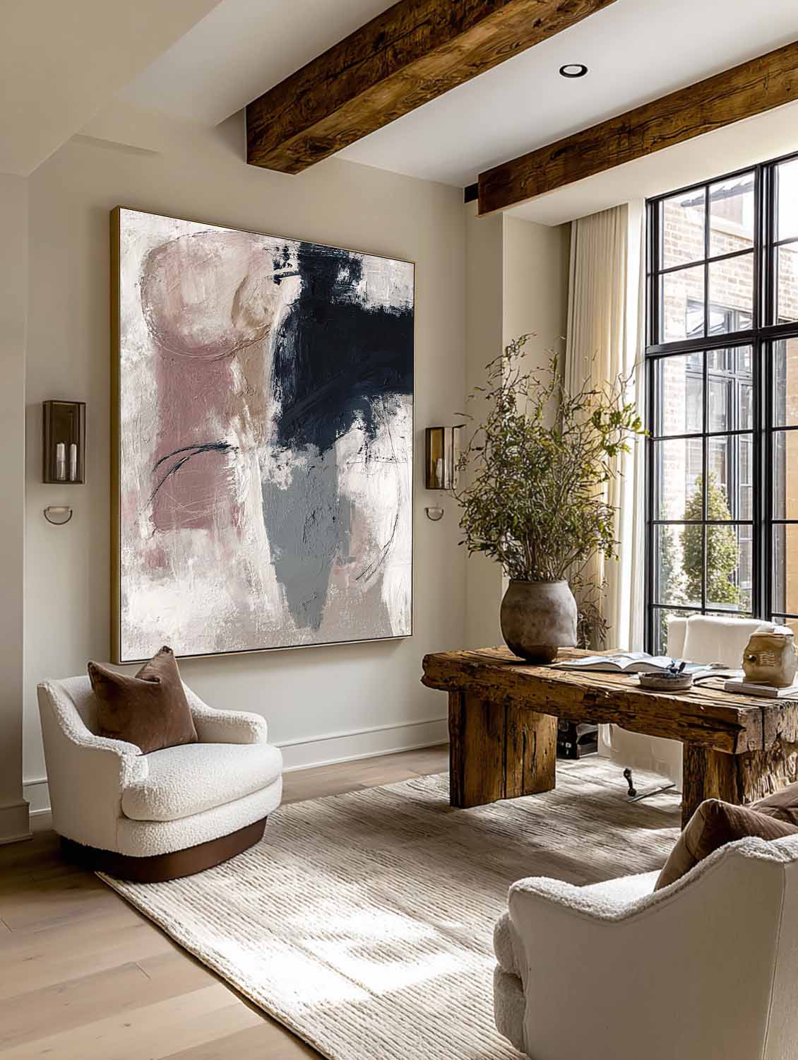 Neutral Beige And Light Pink Wall Art Large Beige Abstract Textured Painting Contemporary Handmade Canvas Wall Art
