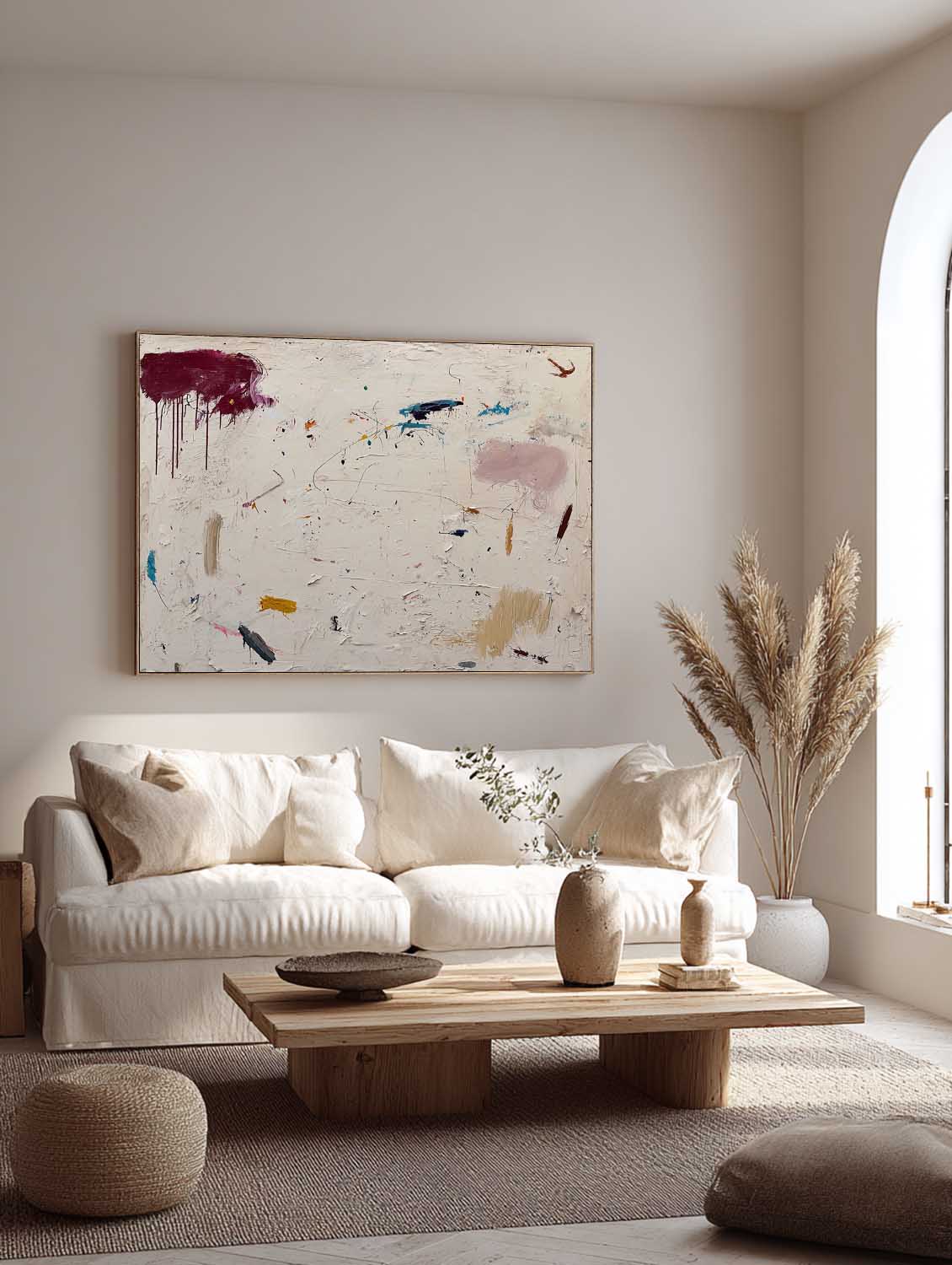 Handmade Neutral Beige And Cream Minimalist Abstract Painting Large Neutral Beige And Cream Textured Canvas Painting