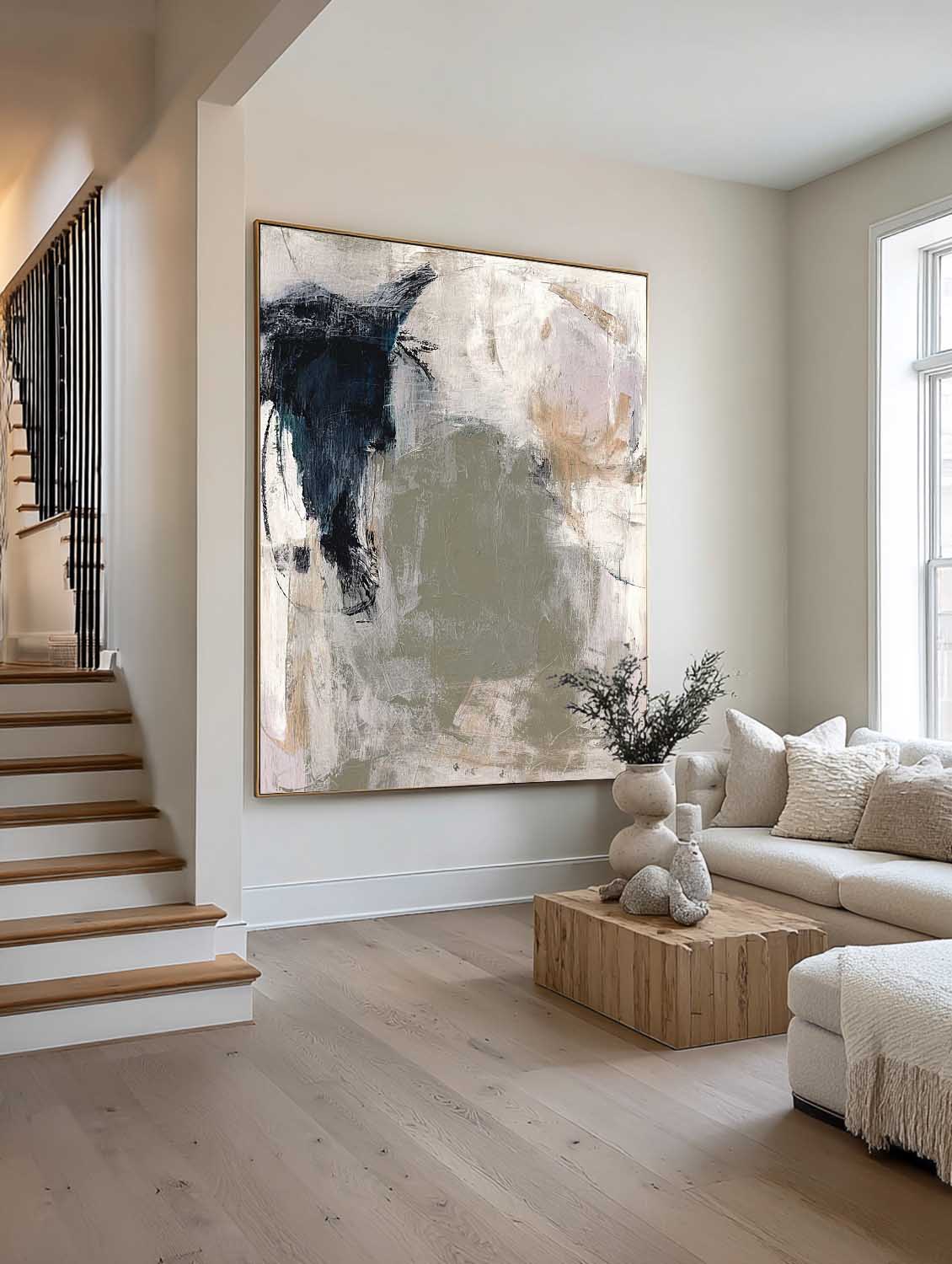 Contemporary Abstract Artwork Modern Original Abstract Wall Decor Neutral Gray And Beige Wall Art