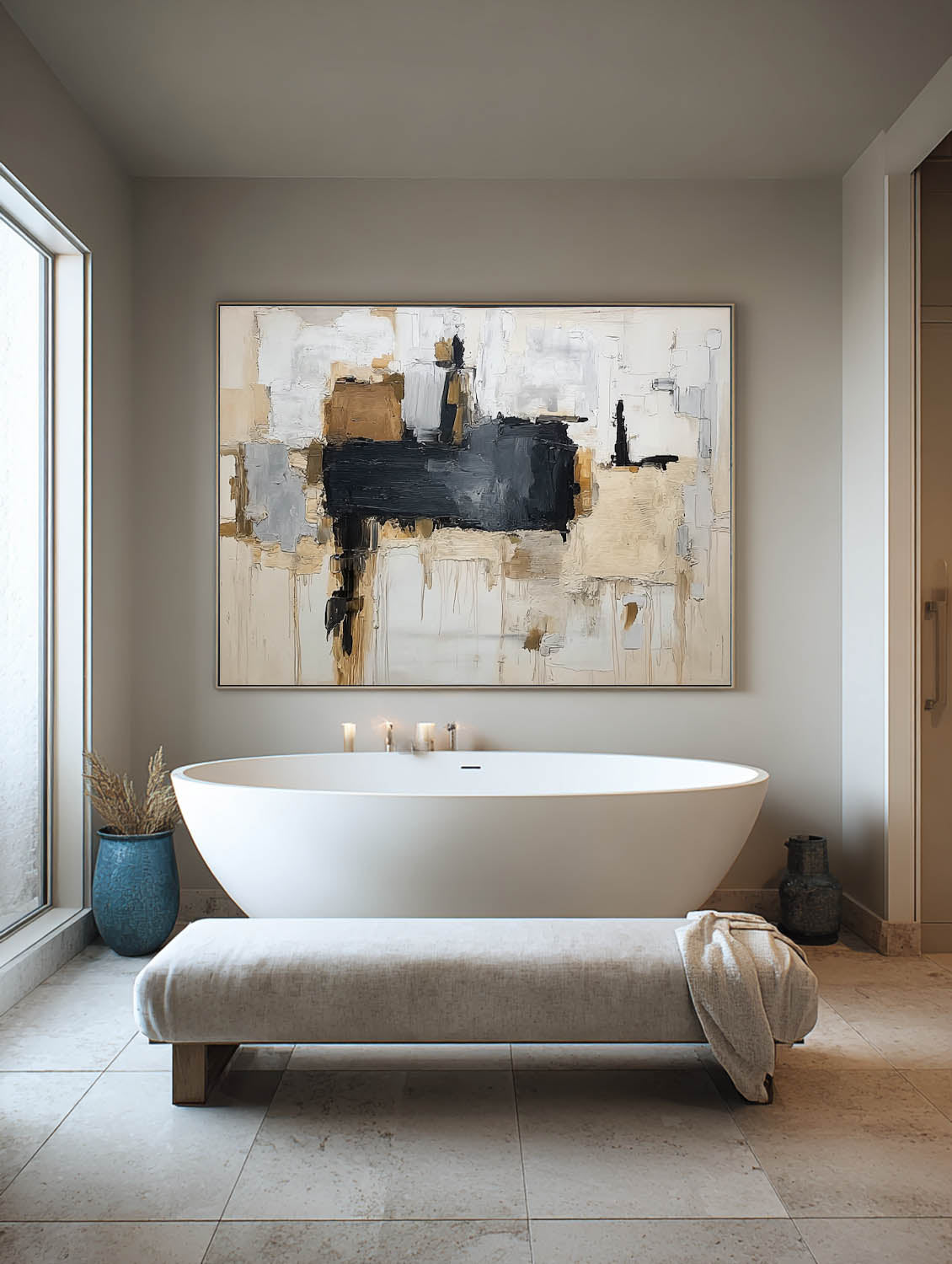 Large Neutral Beige And Gray Texture Painting Original Beige And Black Abstract Canvas Art Minimalist Beige Texture Canvas Art