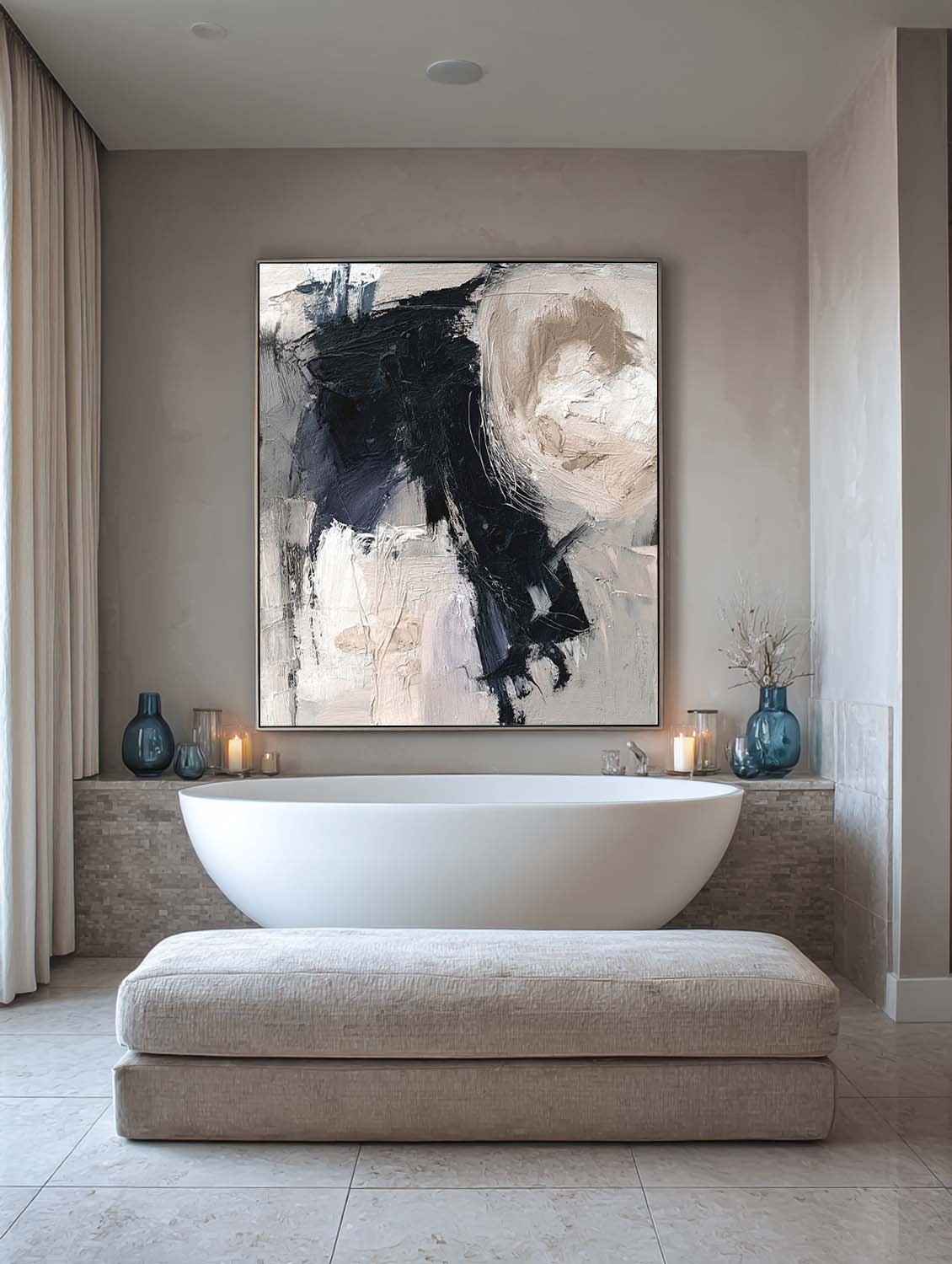 Handmade Black And Gray Wabi Sabi Wall Art Contemporary Neutral Textured Canvas Handmade Black Wabi Sabi Wall Art