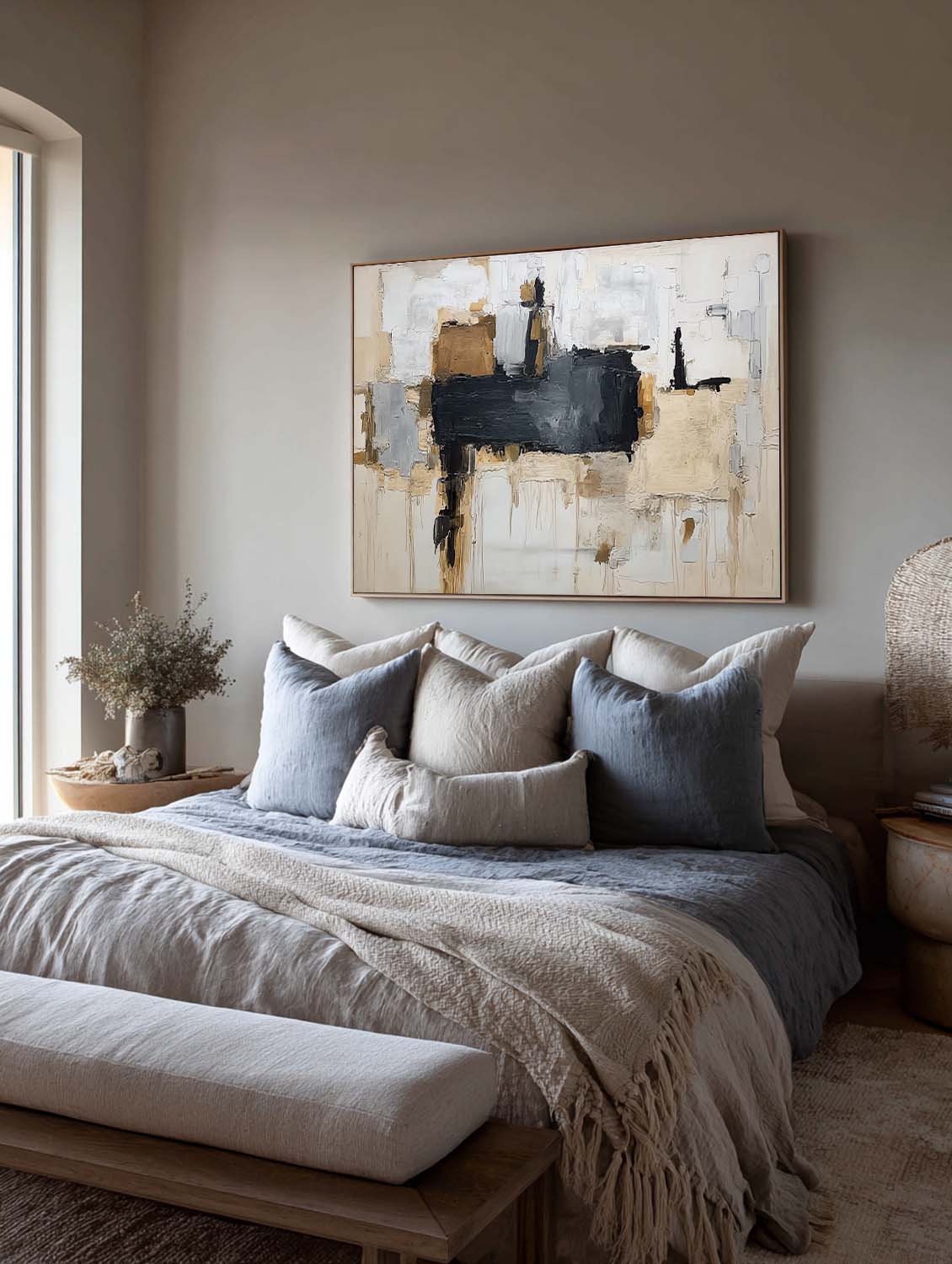 Large Neutral Beige And Gray Texture Painting Original Beige And Black Abstract Canvas Art Minimalist Beige Texture Canvas Art