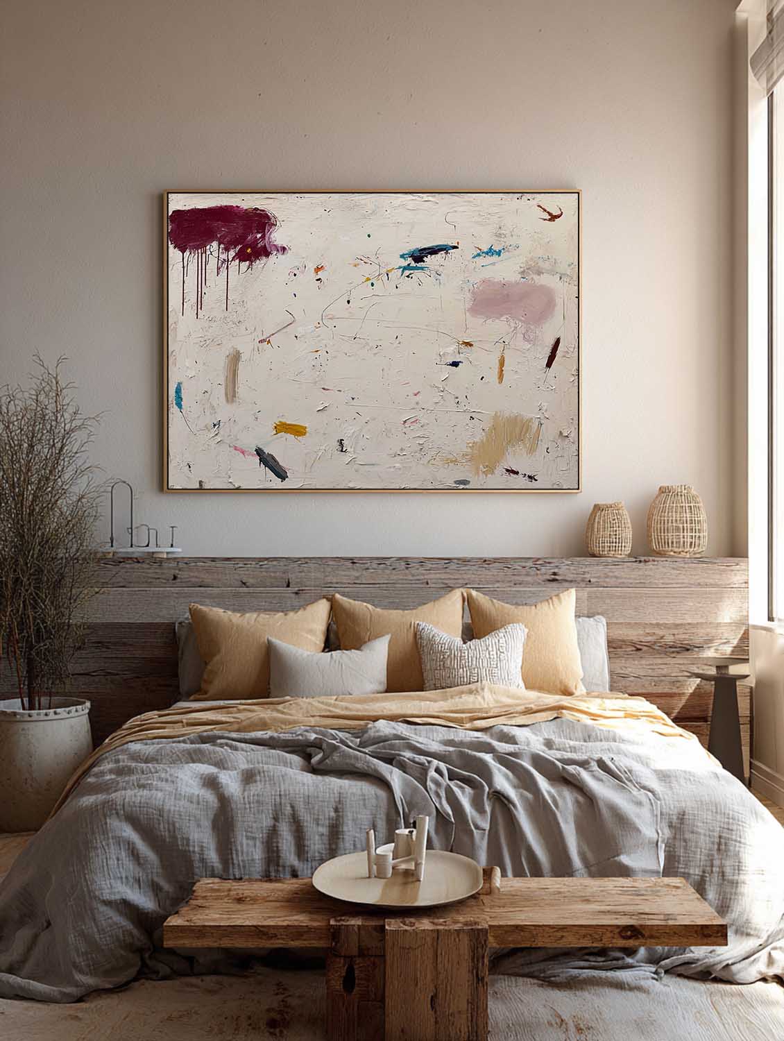 Handmade Neutral Beige And Cream Minimalist Abstract Painting Large Neutral Beige And Cream Textured Canvas Painting