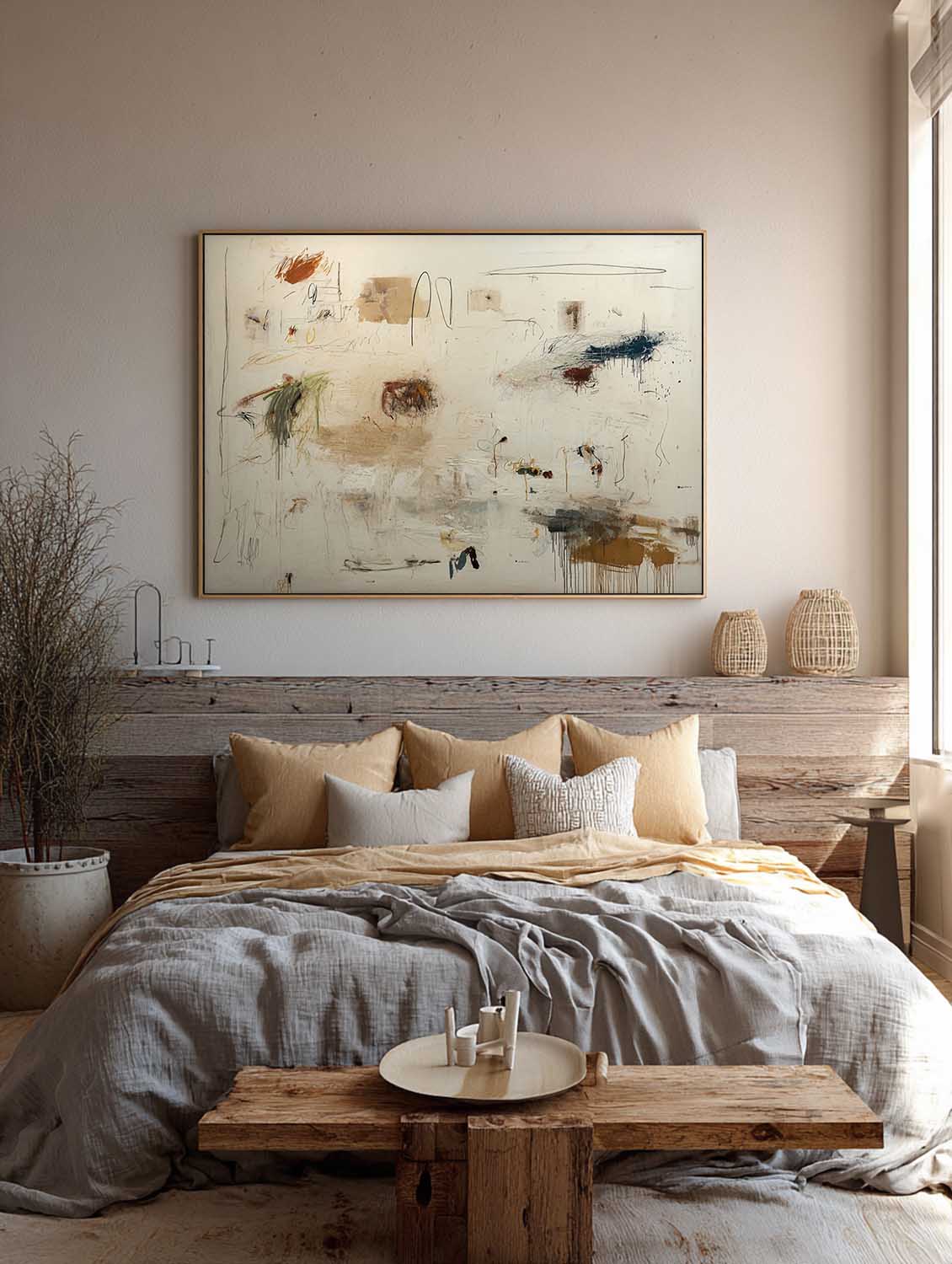Original Beige Minimalist Abstract Painting Large Beige Abstract Graffiti Wall Art Minimalist Beige Canvas Painting