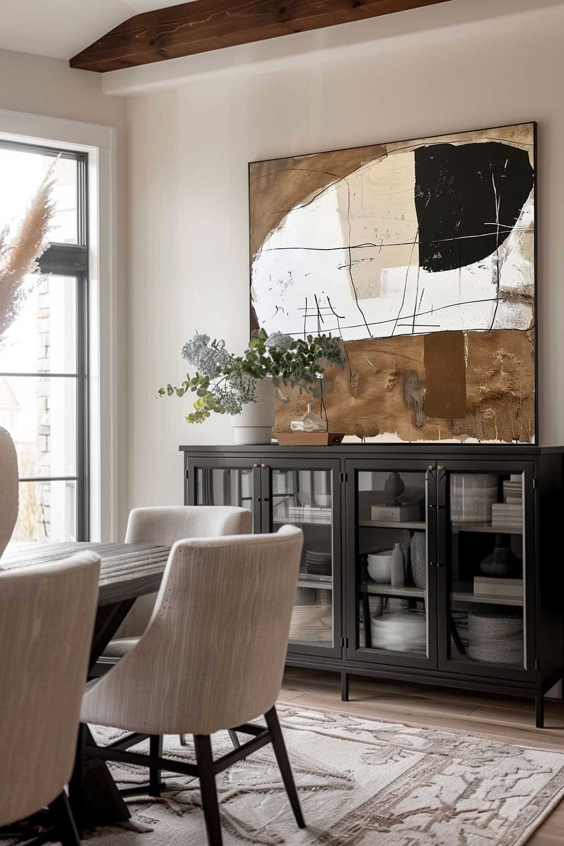 Original Retro Minimalist Brown And Black Texture Painting Retro Wabi Sabi Black & Brown Painting