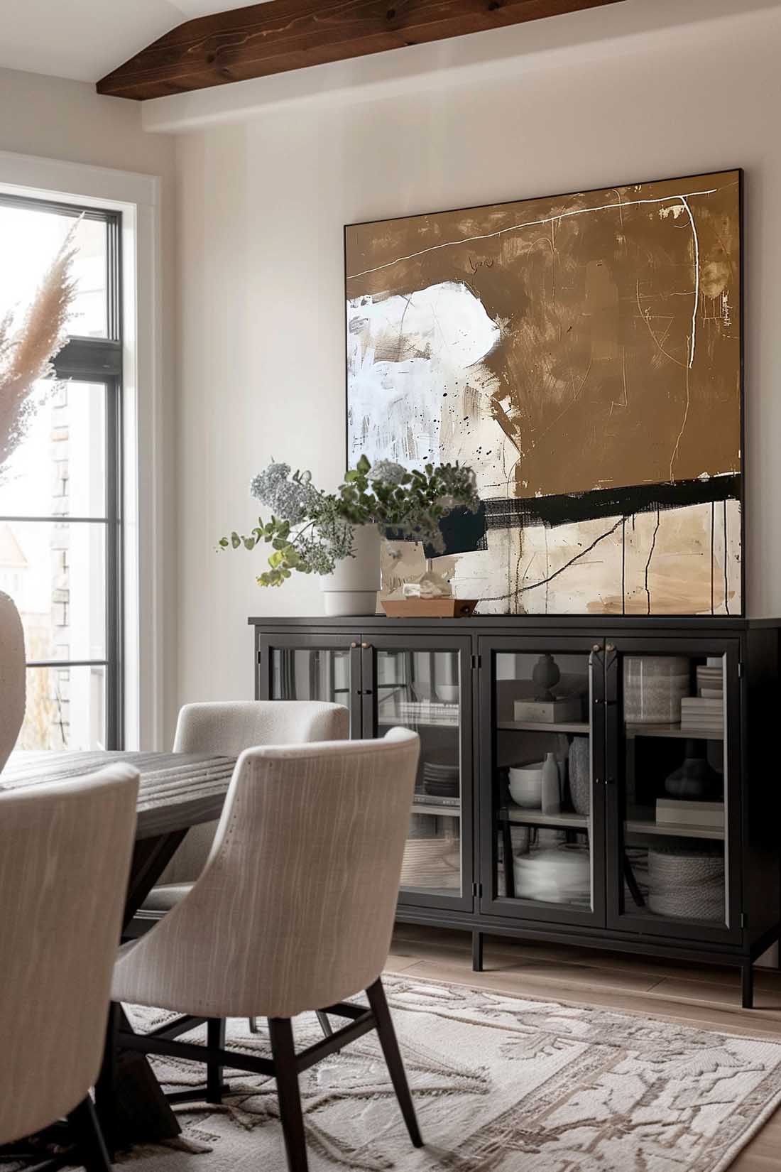 Large Black and White Vintage Abstract Art On Canvas Large Canvas Artwork Original Brown And Black Painting