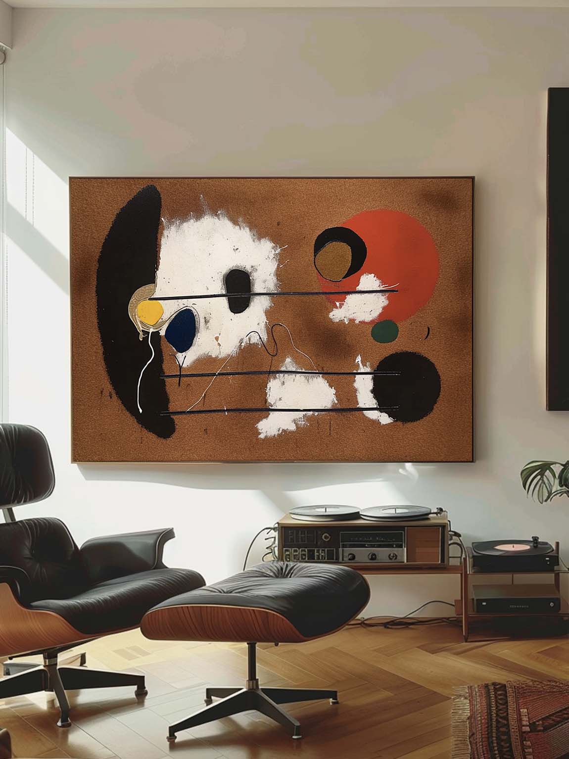 Vintage Brown Abstract Canvas Painting Minimalist Abstract Vintage Brown Painting Vintage Brown Decor