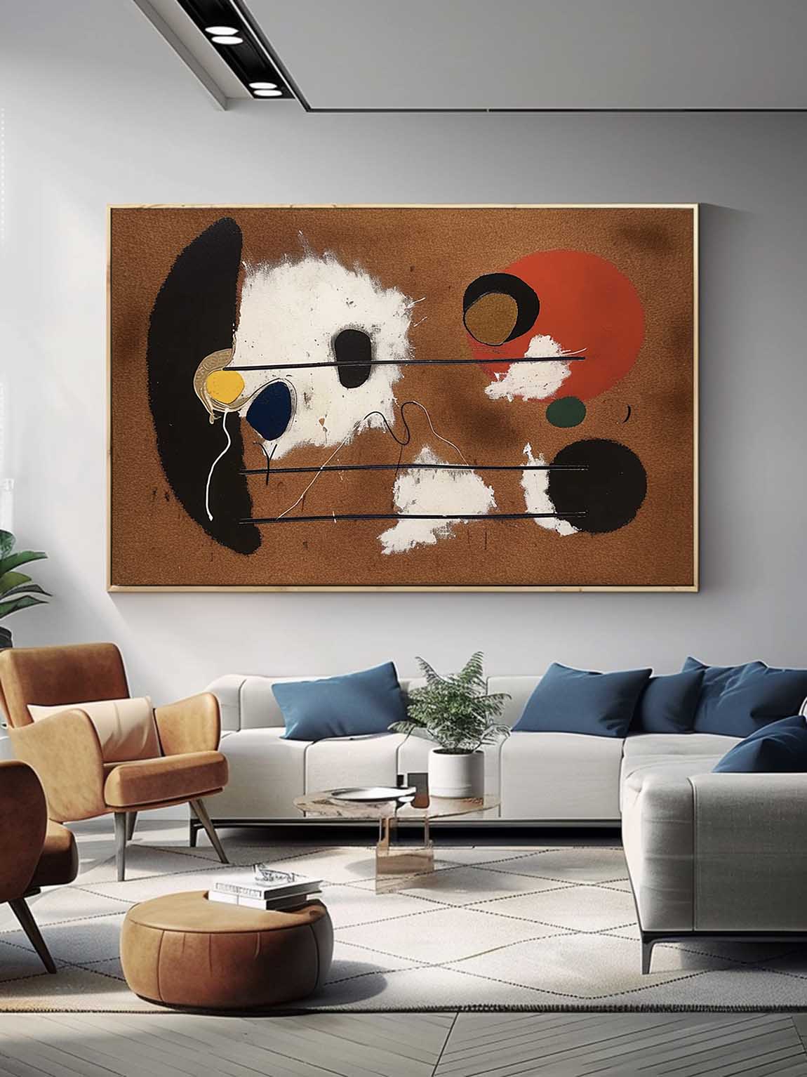 Vintage Brown Abstract Canvas Painting Minimalist Abstract Vintage Brown Painting Vintage Brown Decor