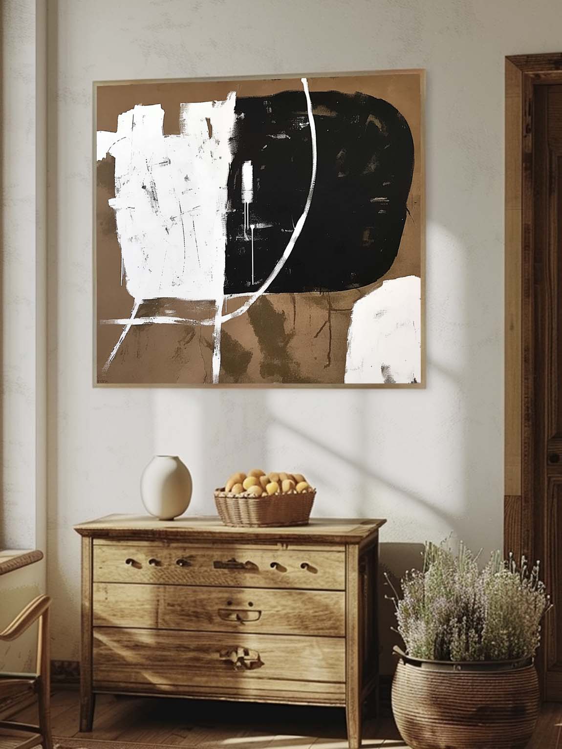 Retro Large Black And Brown Art Large Original Canvas Painting Vintage Abstract Art Large Canvas Wall Art