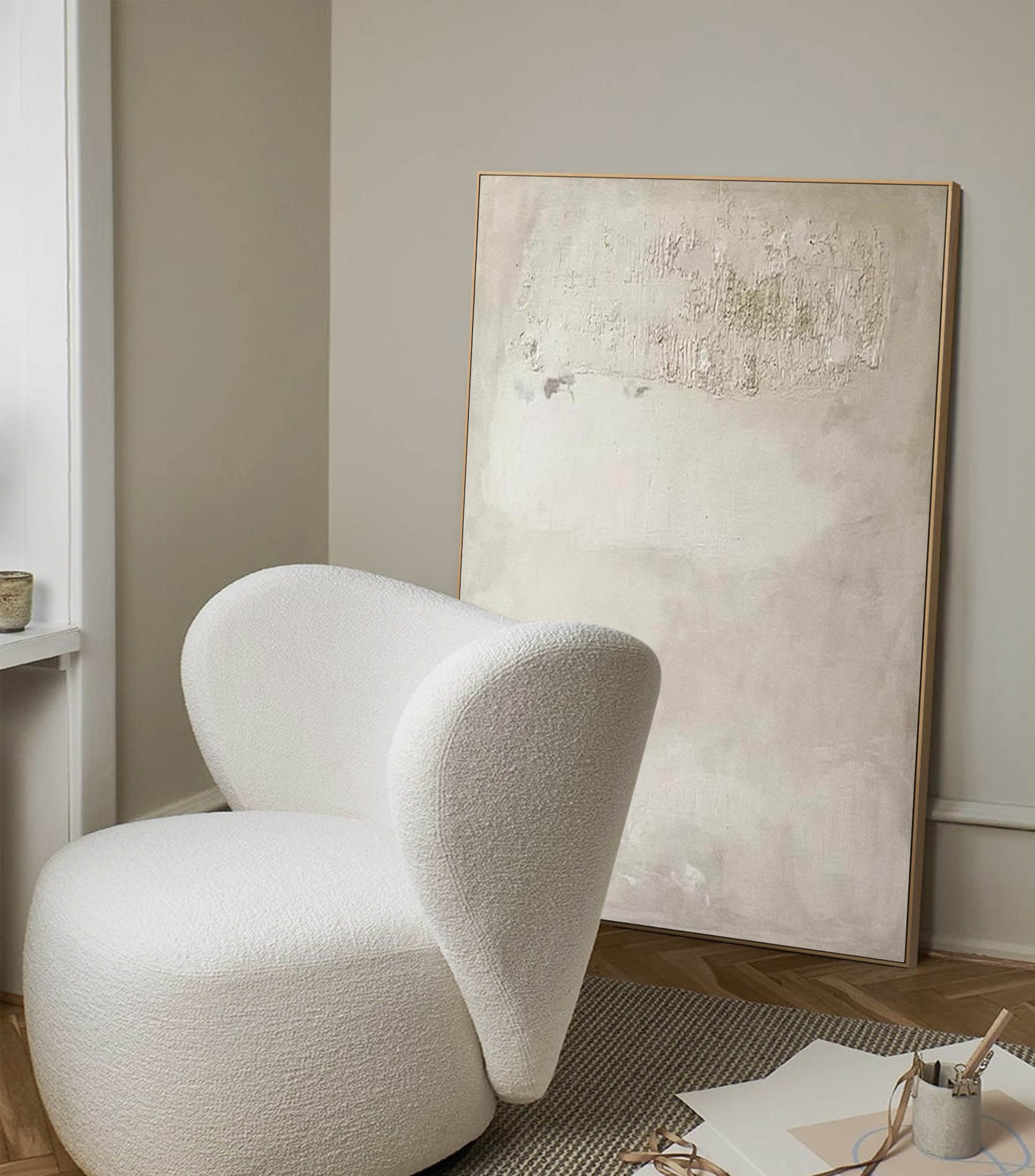 Beige Minimalist Wall Art Beige Texture Wall Art Beige Minimalist Painting on Canvas