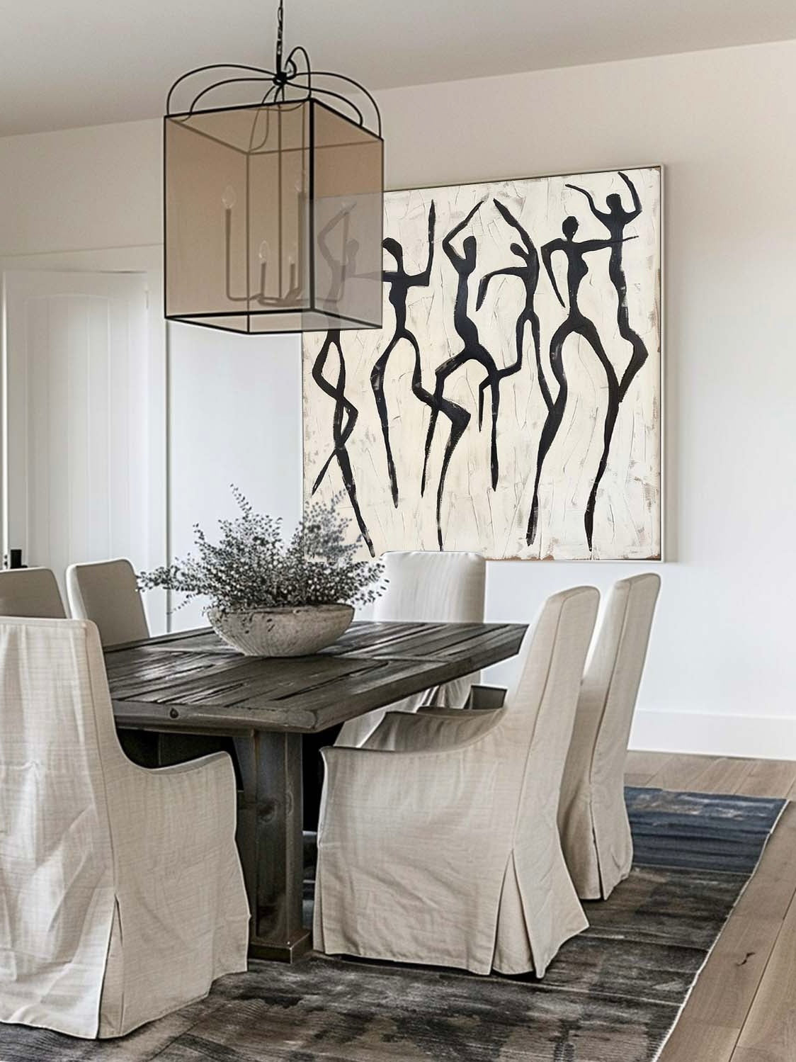 Vintage Black People Abstract Oil Painting Handcrafted Black Abstract Art On Canvas Large Scale Figure Line Texture Painting