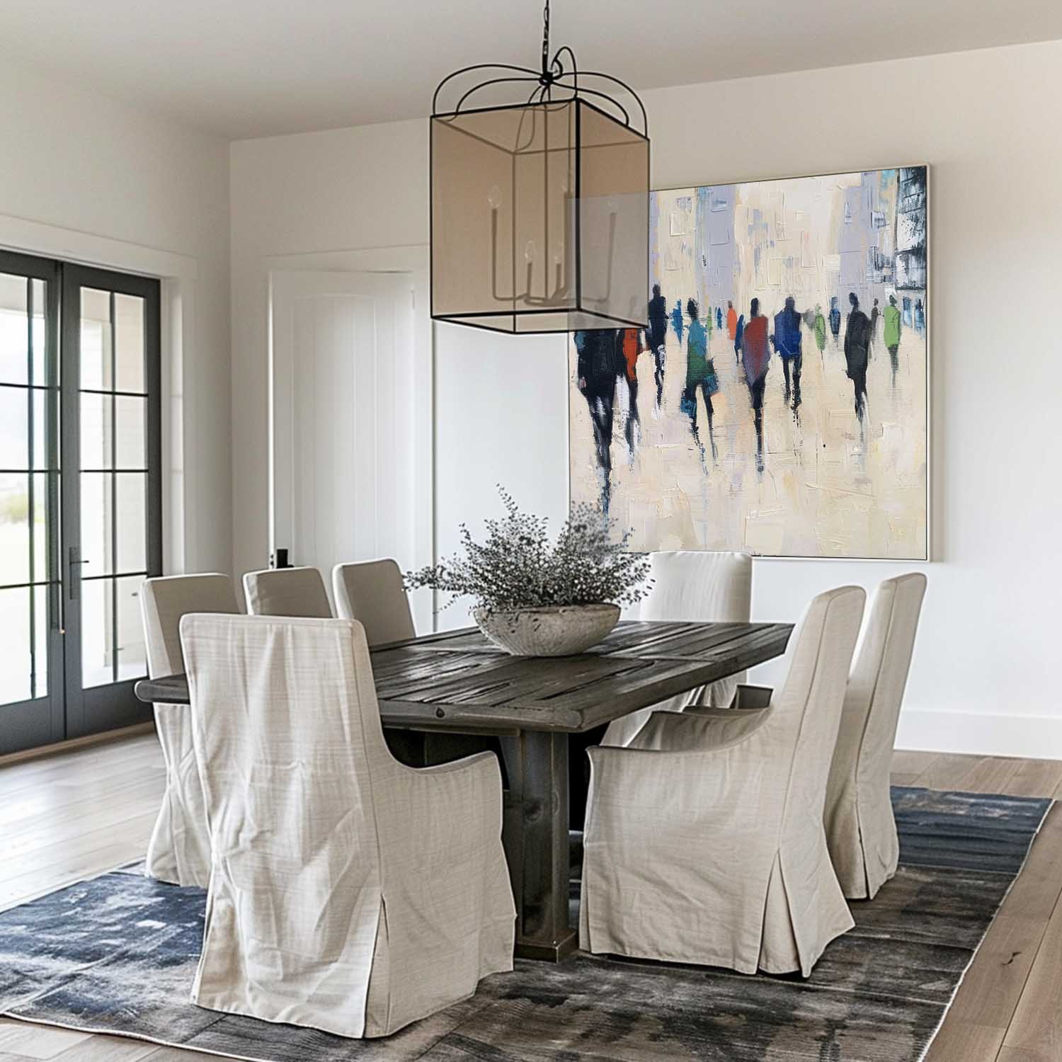 Vintage Black And Beige People Abstract Painting Neutral Beige Abstract Wall Art Minimalist Wabi Sabi Wall Art