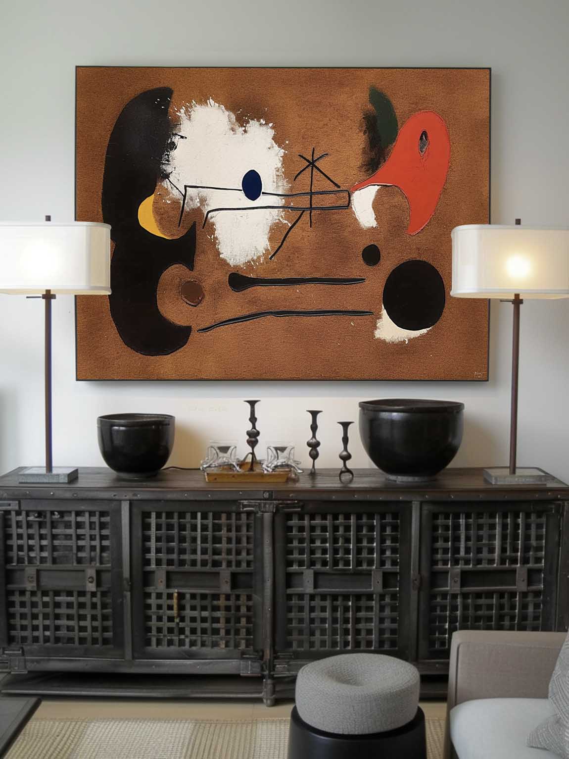 Vintage Black And White Painting Large Original Abstract Canvas Art Large Vintage Canvas Art