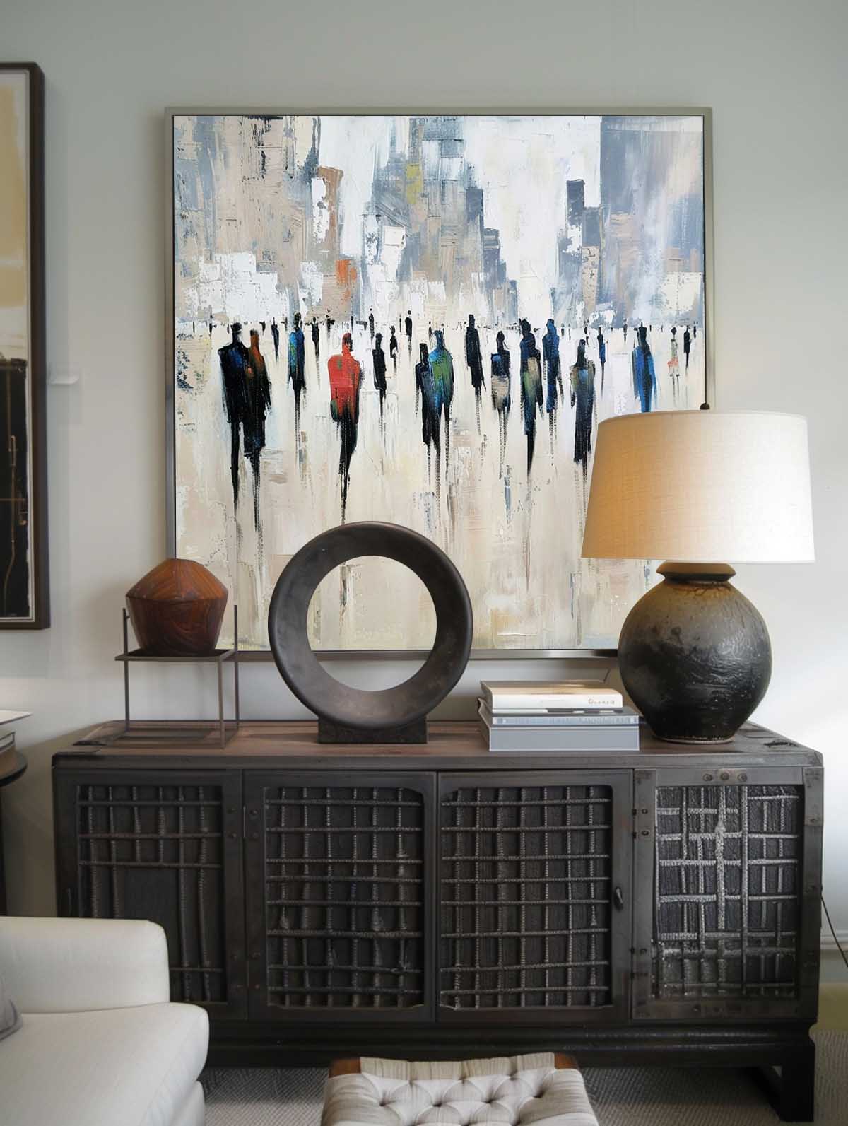 Retro Black And Beige Abstract Wall Art Neutral Original Wabi Sabi Wall Decor Minimalist Neutral Handmade Wall Decor