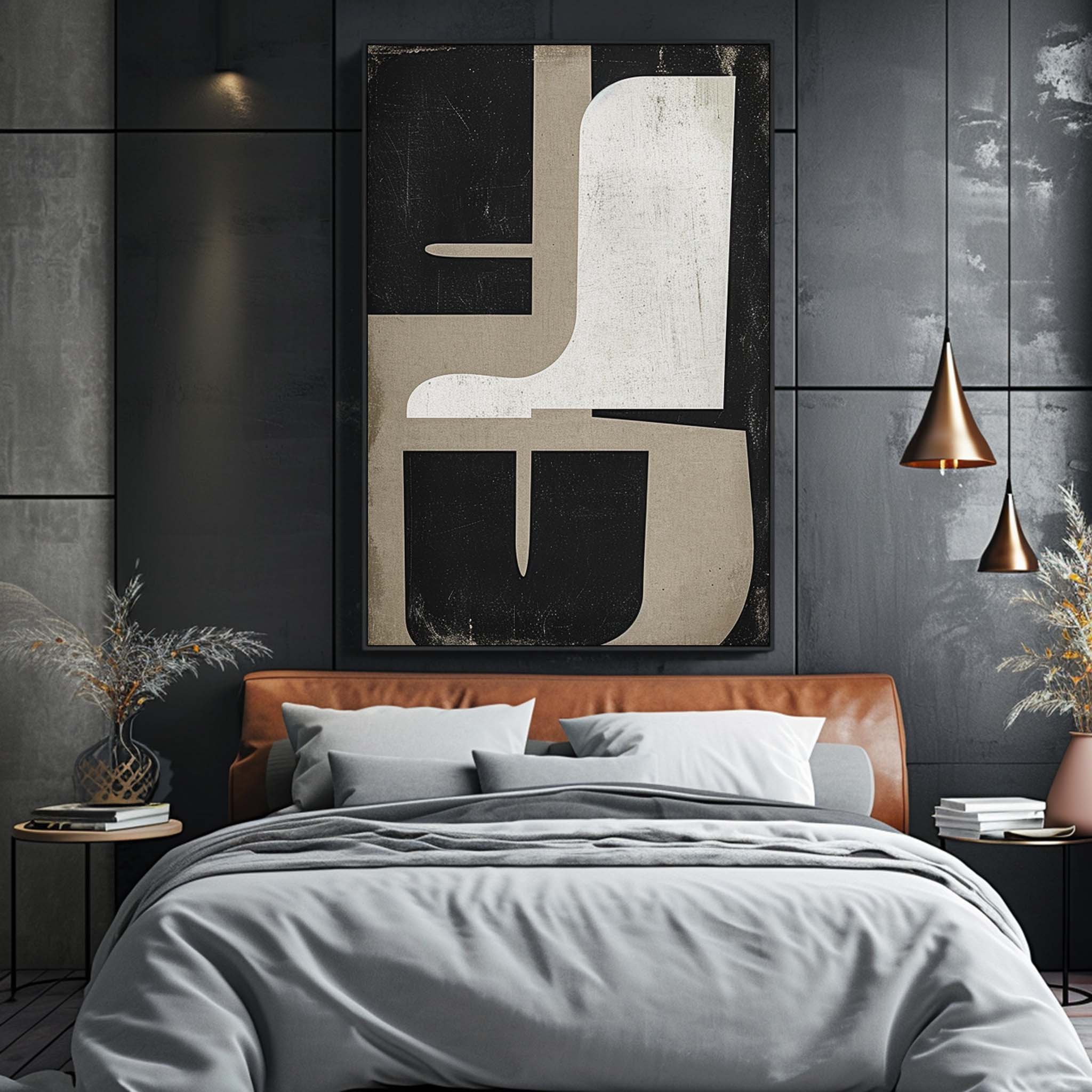 Large Black and White Wall Art White Minimalist Painting Large Black Abstract Painting