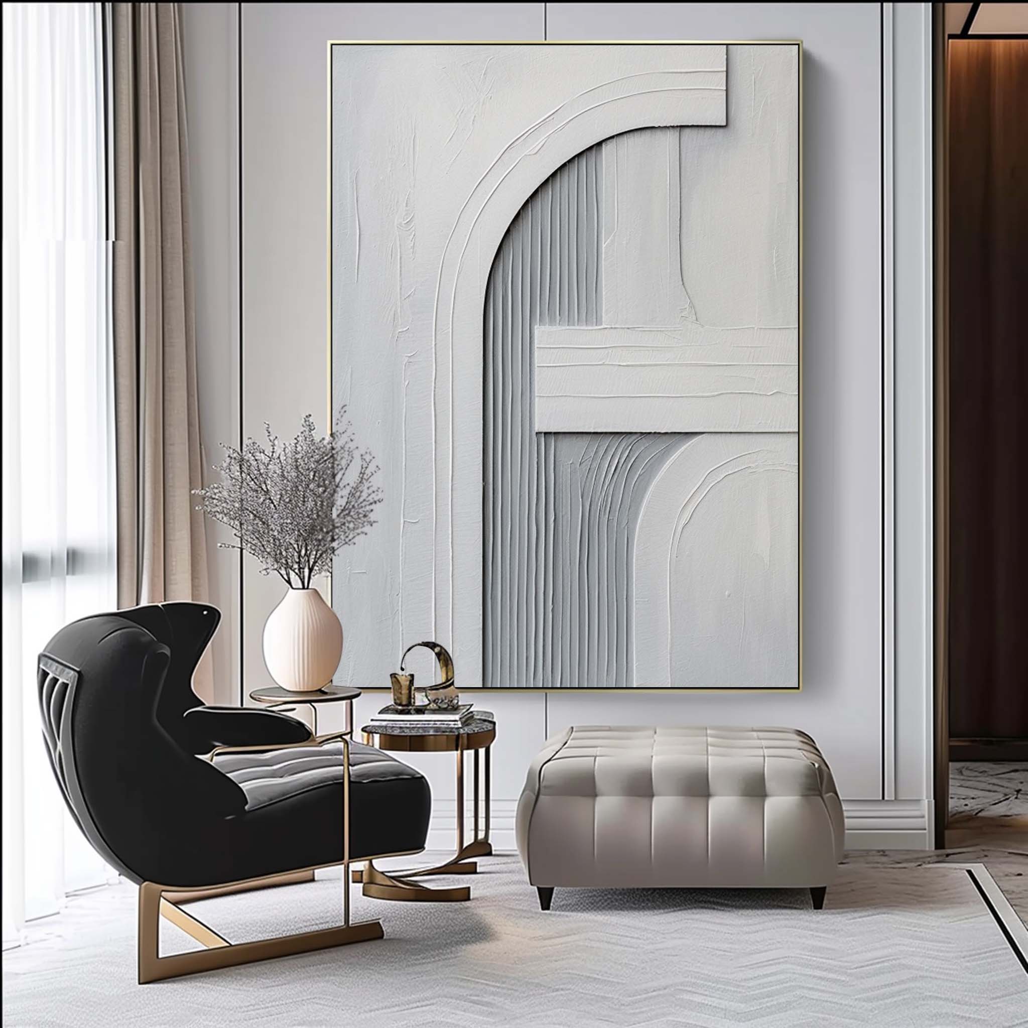 Minimalist White Texture Painting Large White Abstract Painting Large White Minimalist Wall Art