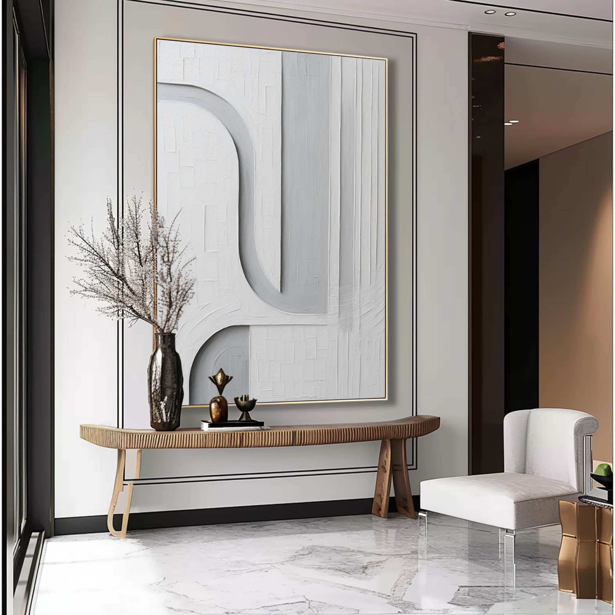 Large White Canvas Art Minimalist Neutral White Painting White Minimalist Abstract Painting On Canvas