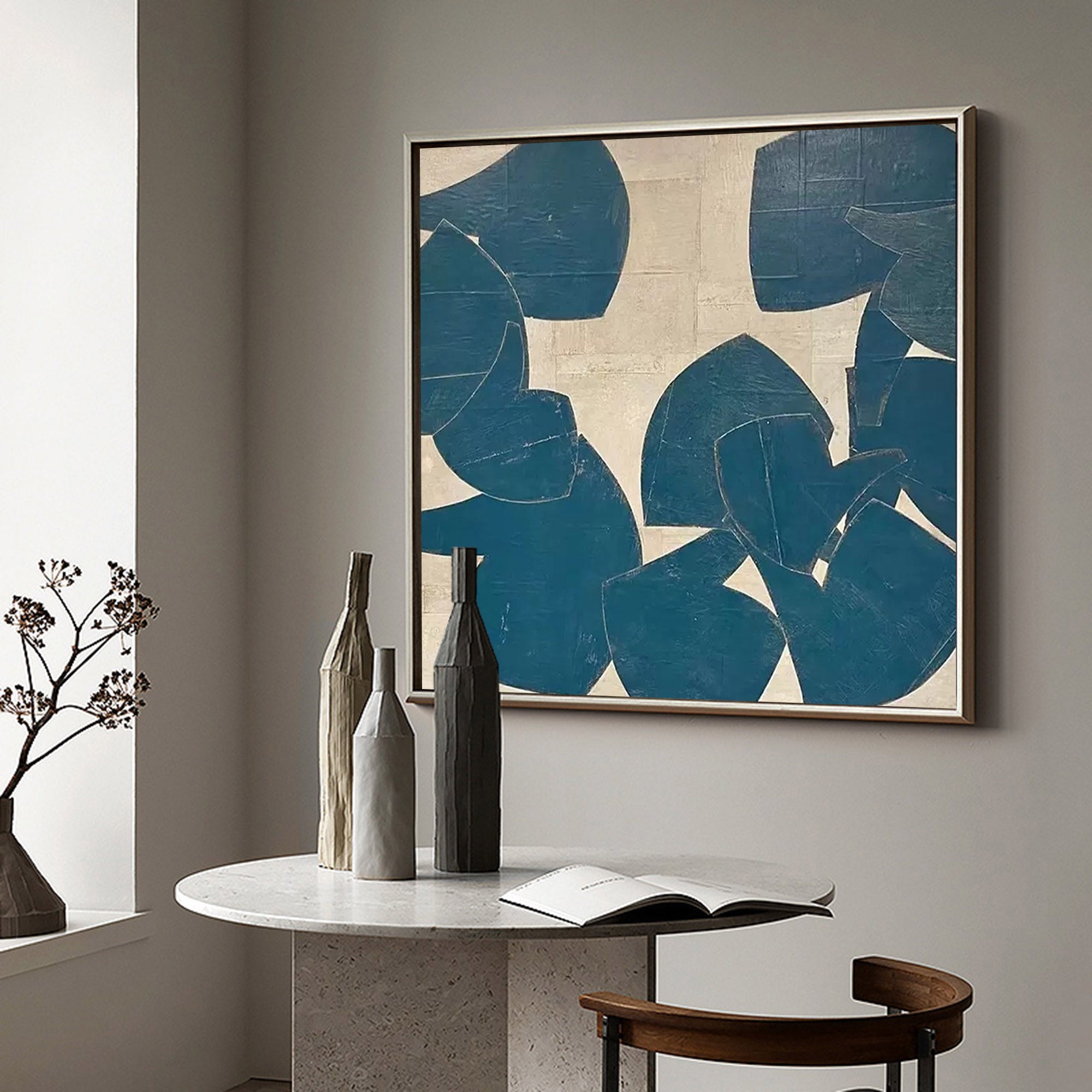 blue minimalist painting minimalist abstract art framed abstract minimal painting for living room