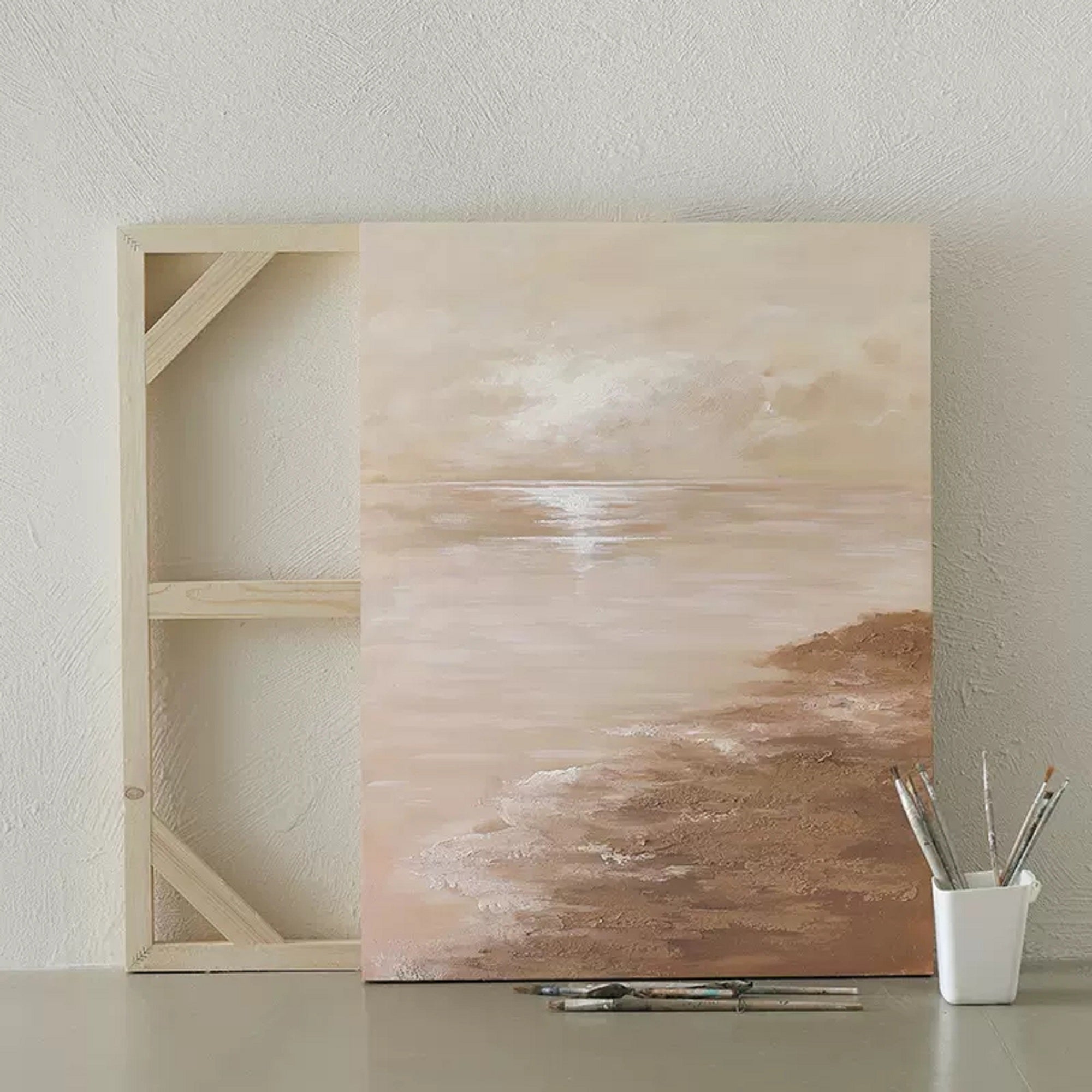 minimalist sunset painting minimalist beach painting acrylic minimalist art on canvas
