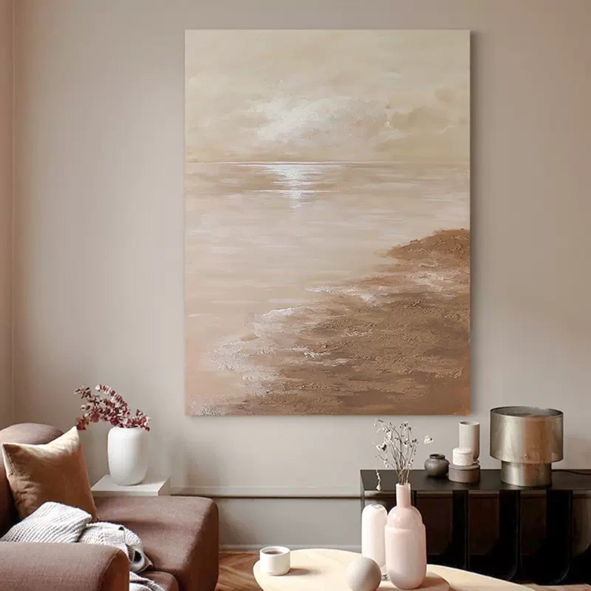 minimalist sunset painting minimalist beach painting acrylic minimalist art on canvas