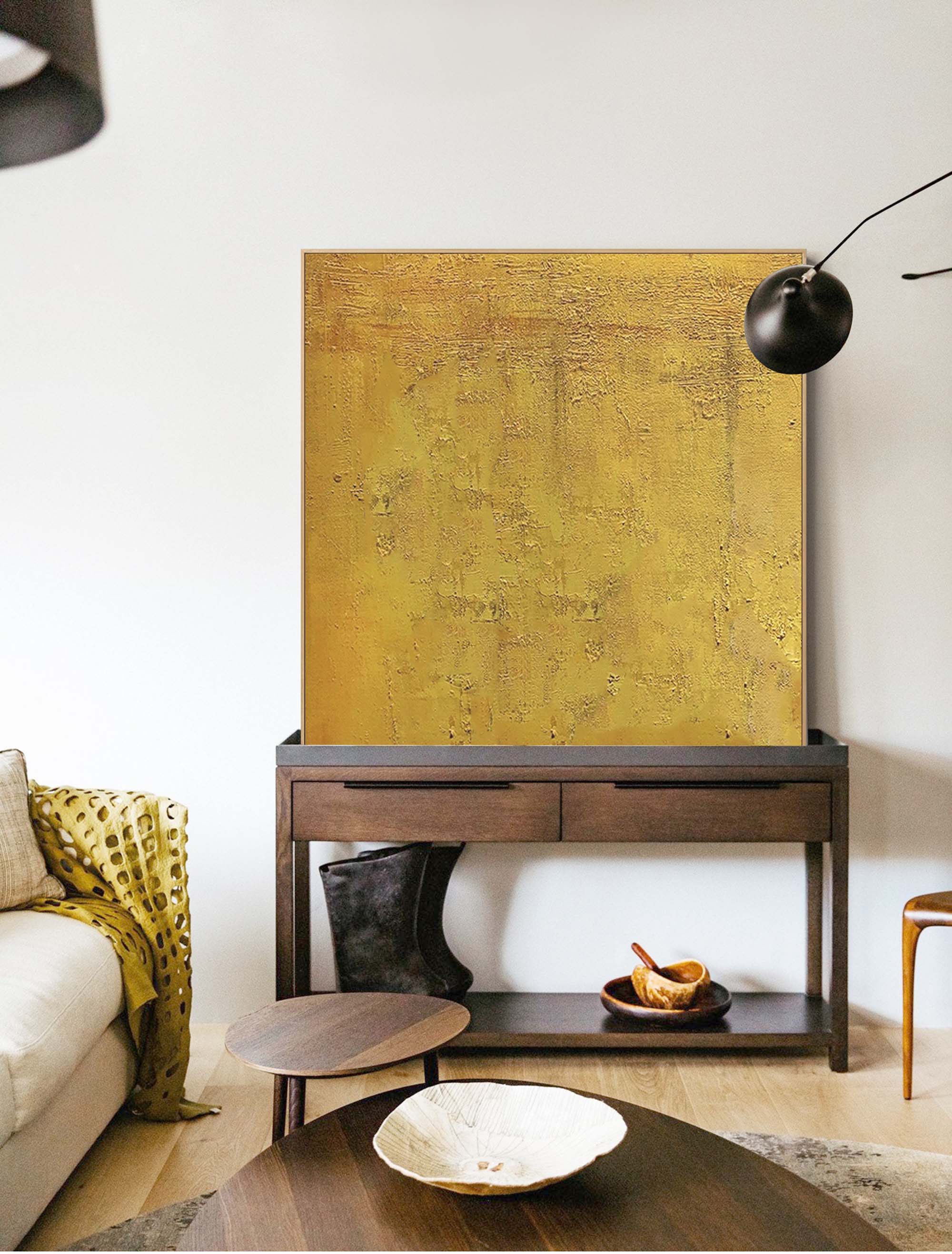 yellow minimalist art minimalist abstract painting acrylic texture minimalist canvas art framed