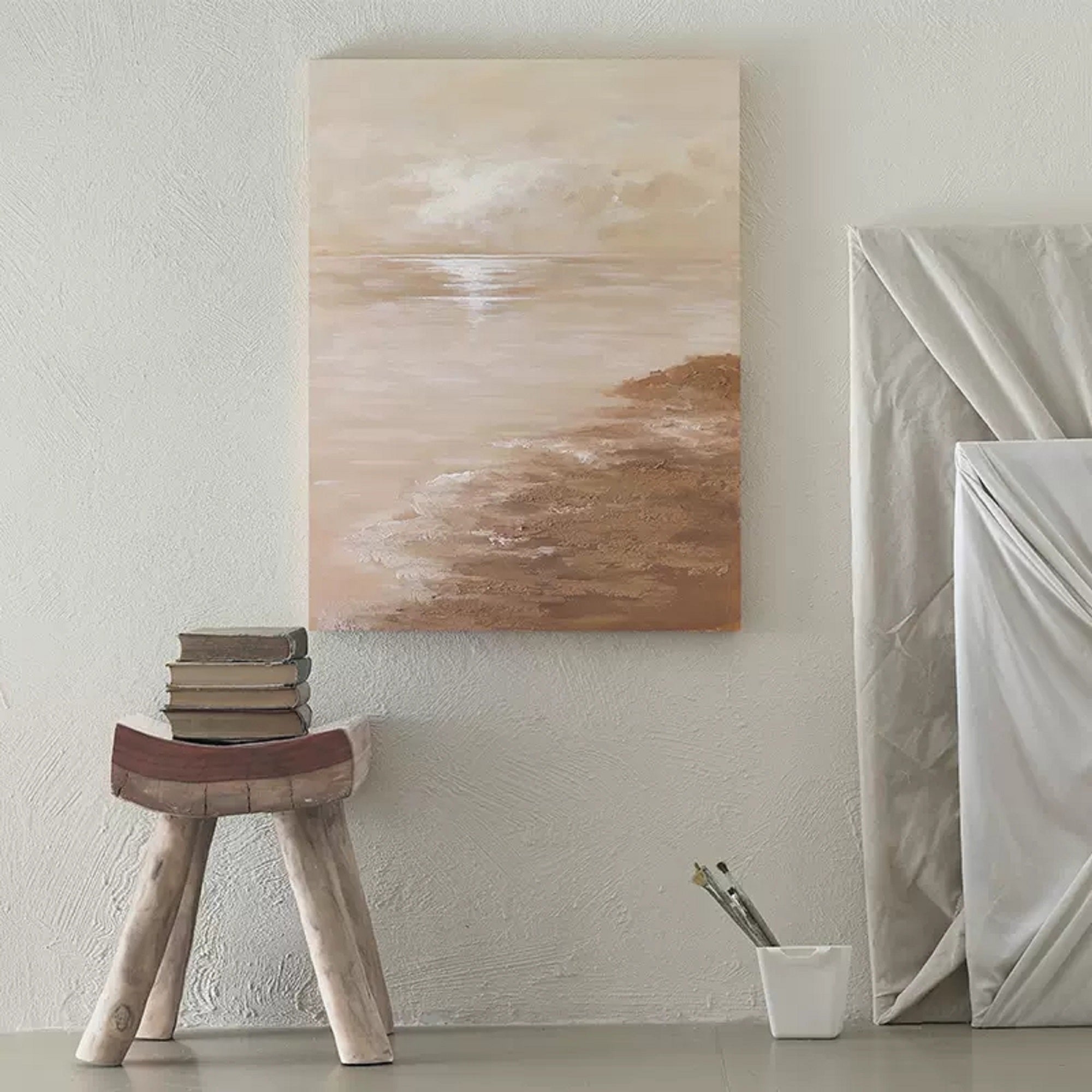 minimalist sunset painting minimalist beach painting acrylic minimalist art on canvas