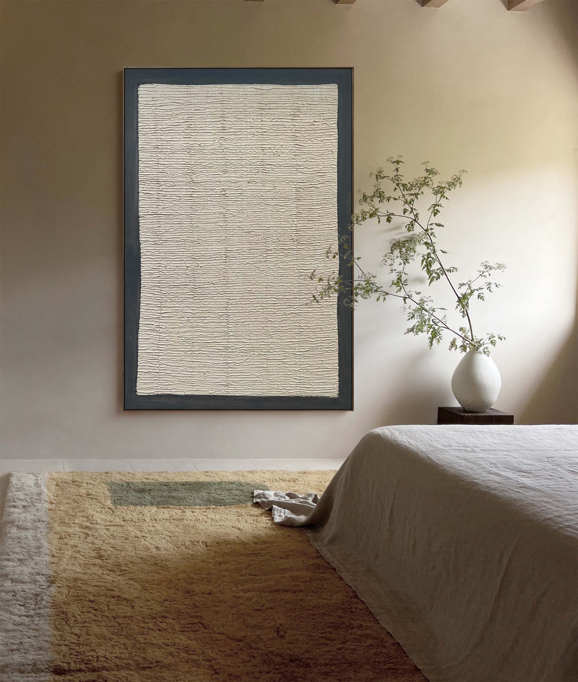 beige and gray texture minimalist painting modern abstract minimal art framed
