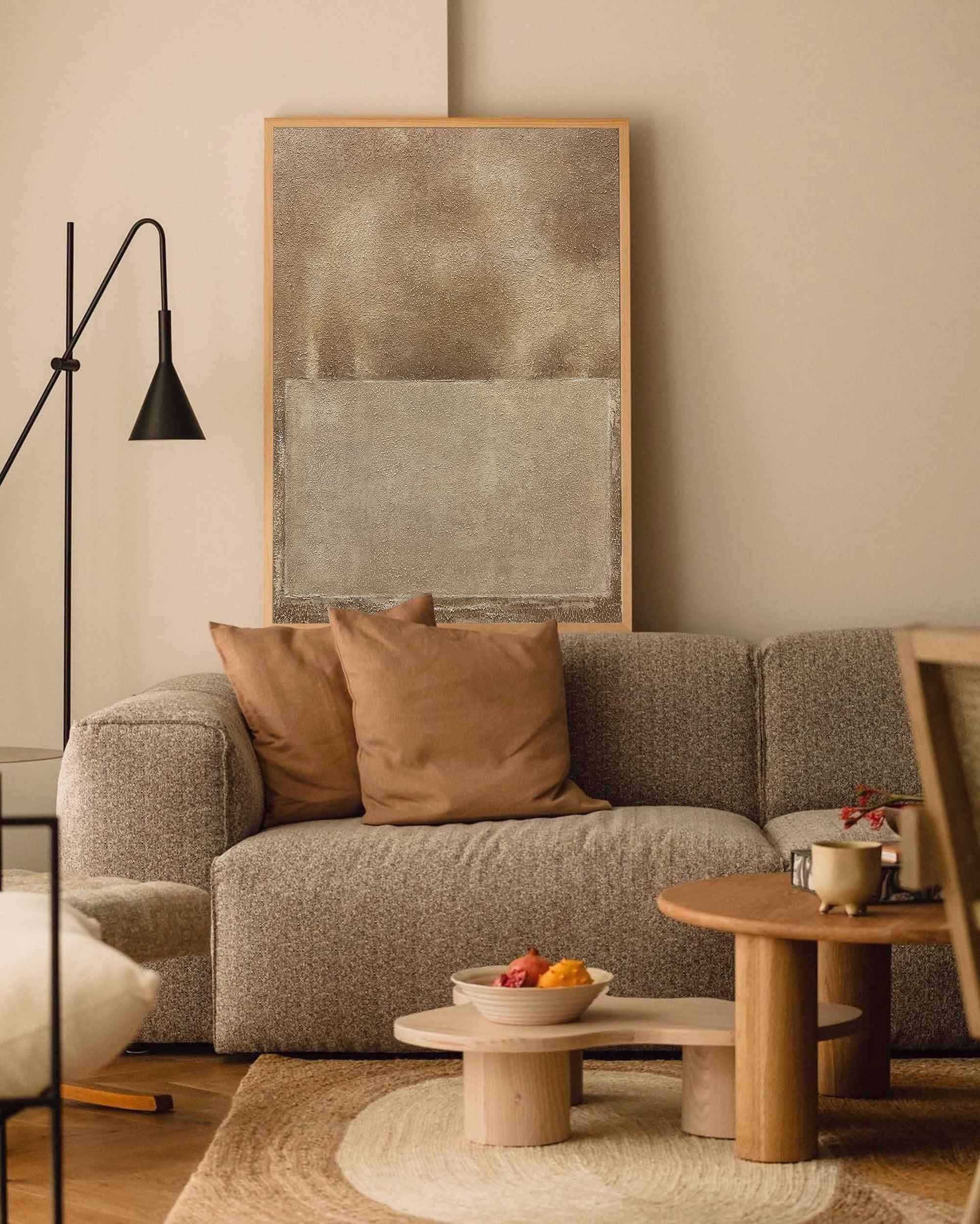 brown textured minimal art painting framed minimal art painting contemporary minimalist painting acrylic