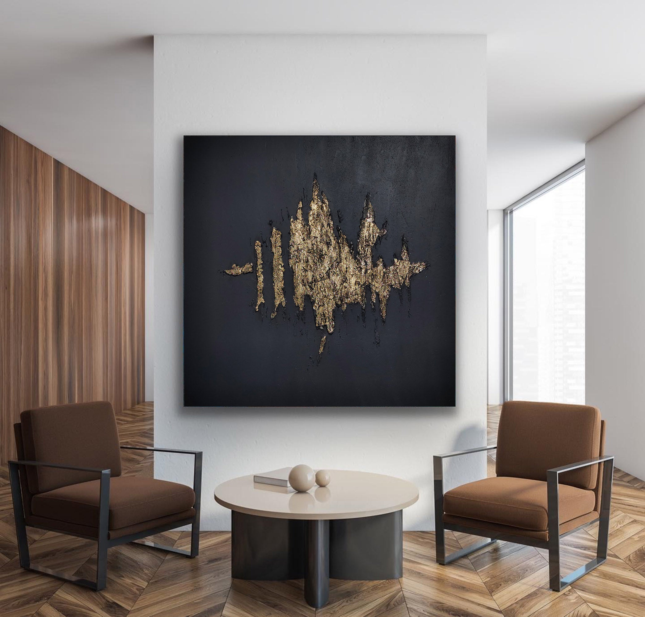 black and gold minimalist painting framed large texture minimalist wall art for living room