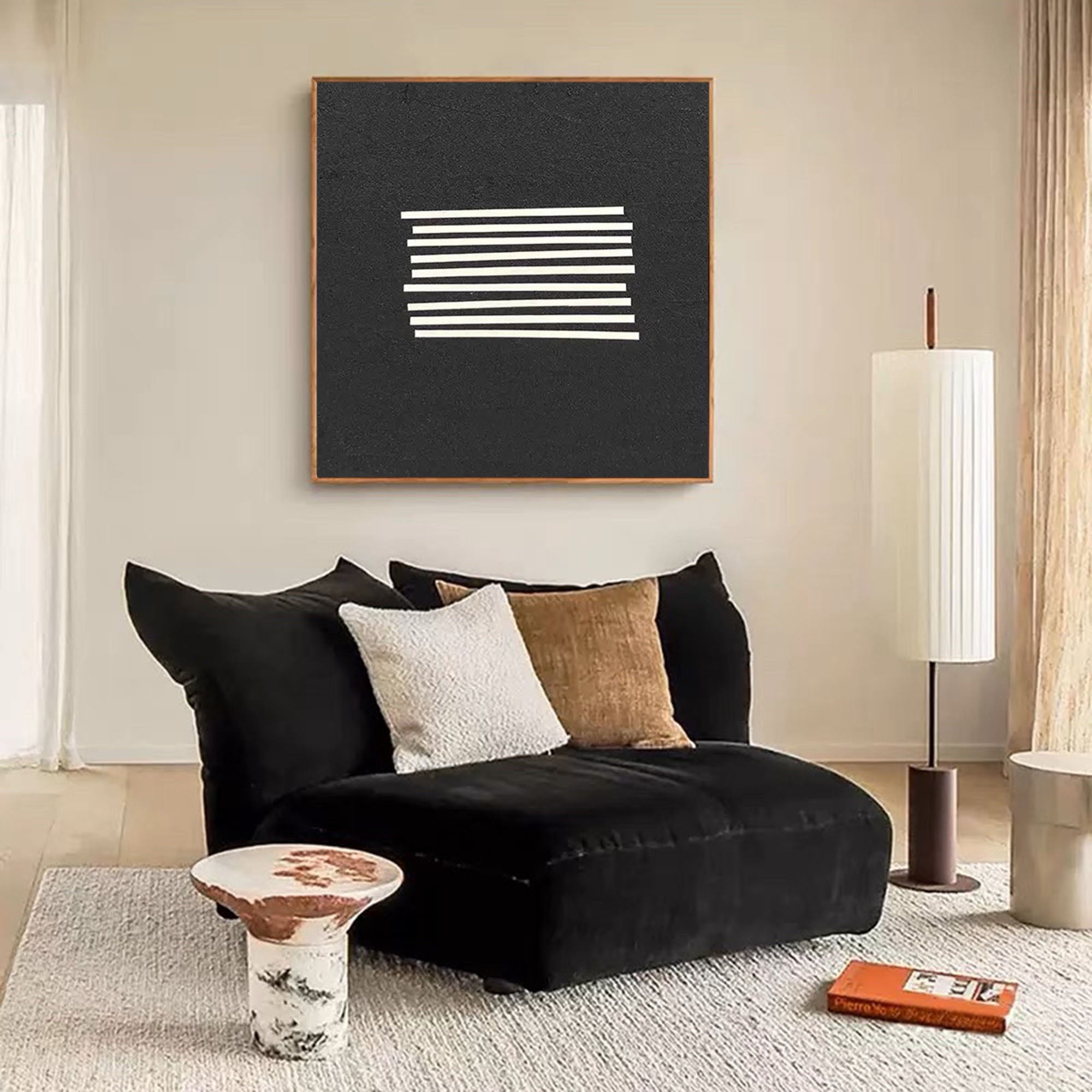 black and white minimalist line wall art acrylic modern minimalist painting wall decor