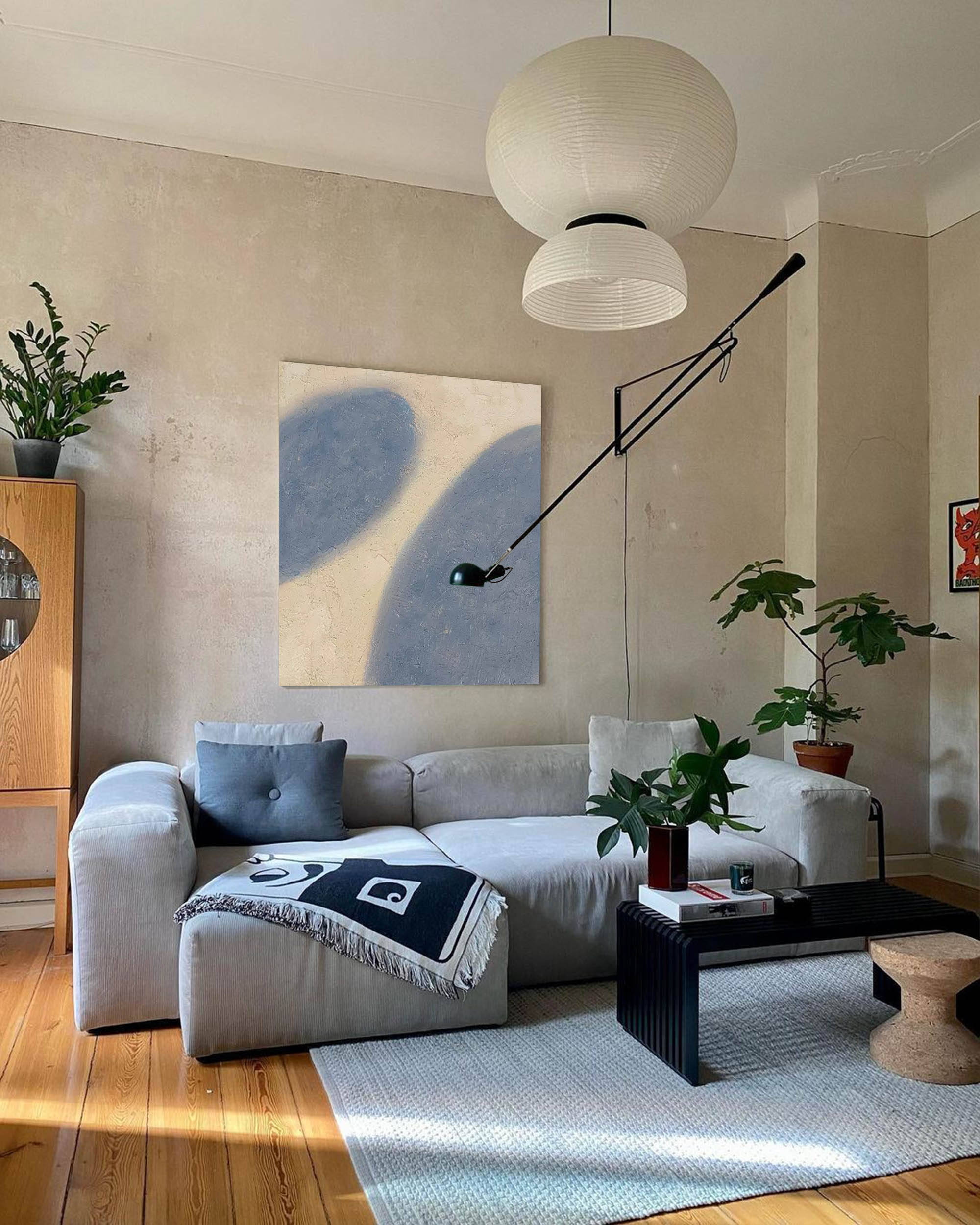 blue minimalist painting framed large contemporary minimalist painting minimal acrylic painting