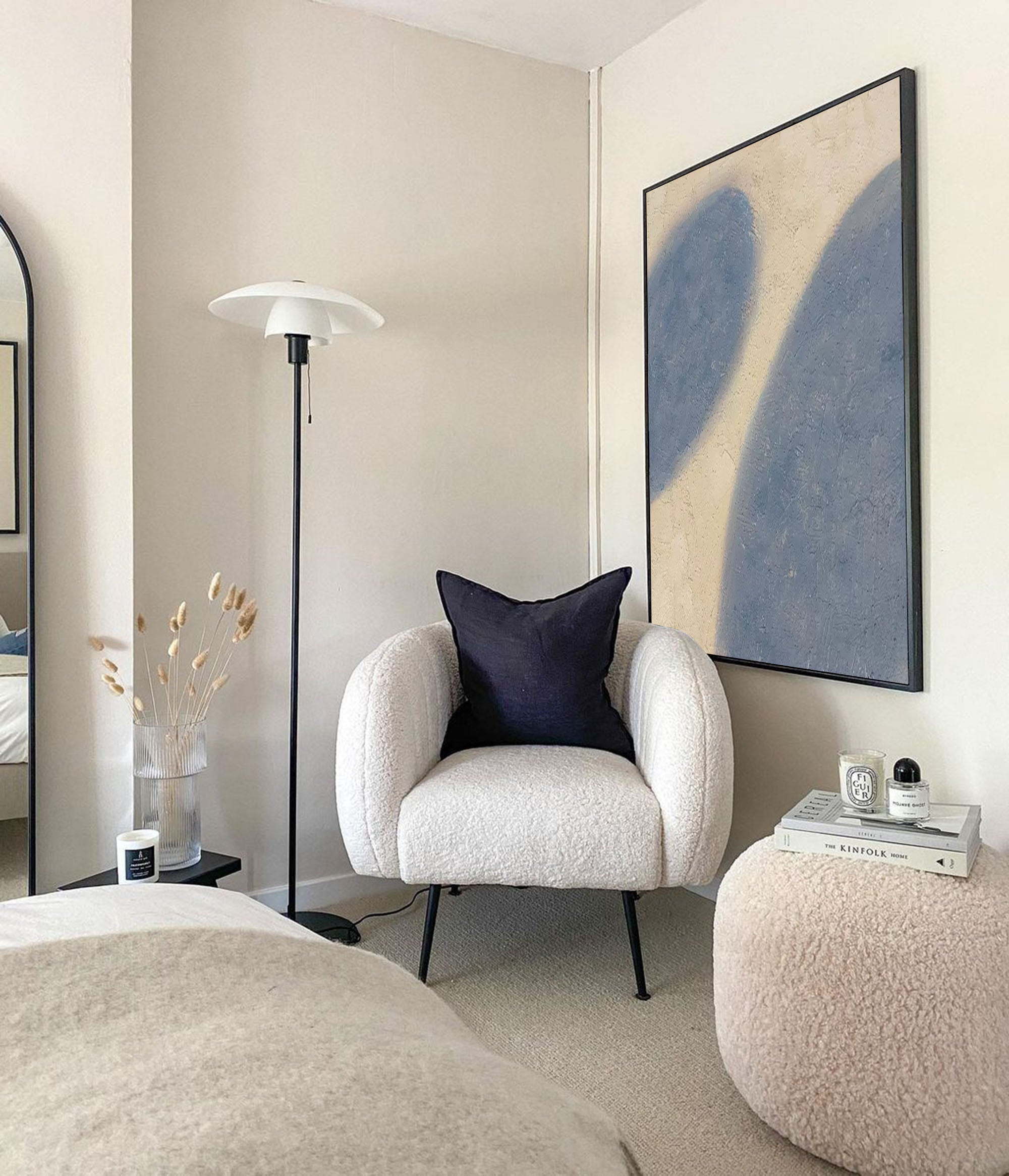 blue minimalist painting framed large contemporary minimalist painting minimal acrylic painting