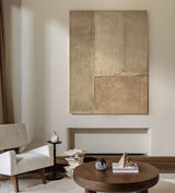 Beige Brown Abstract Canvas Art Minimalist Beige Wall Art Brown Wabi-Sabi Wall Painting